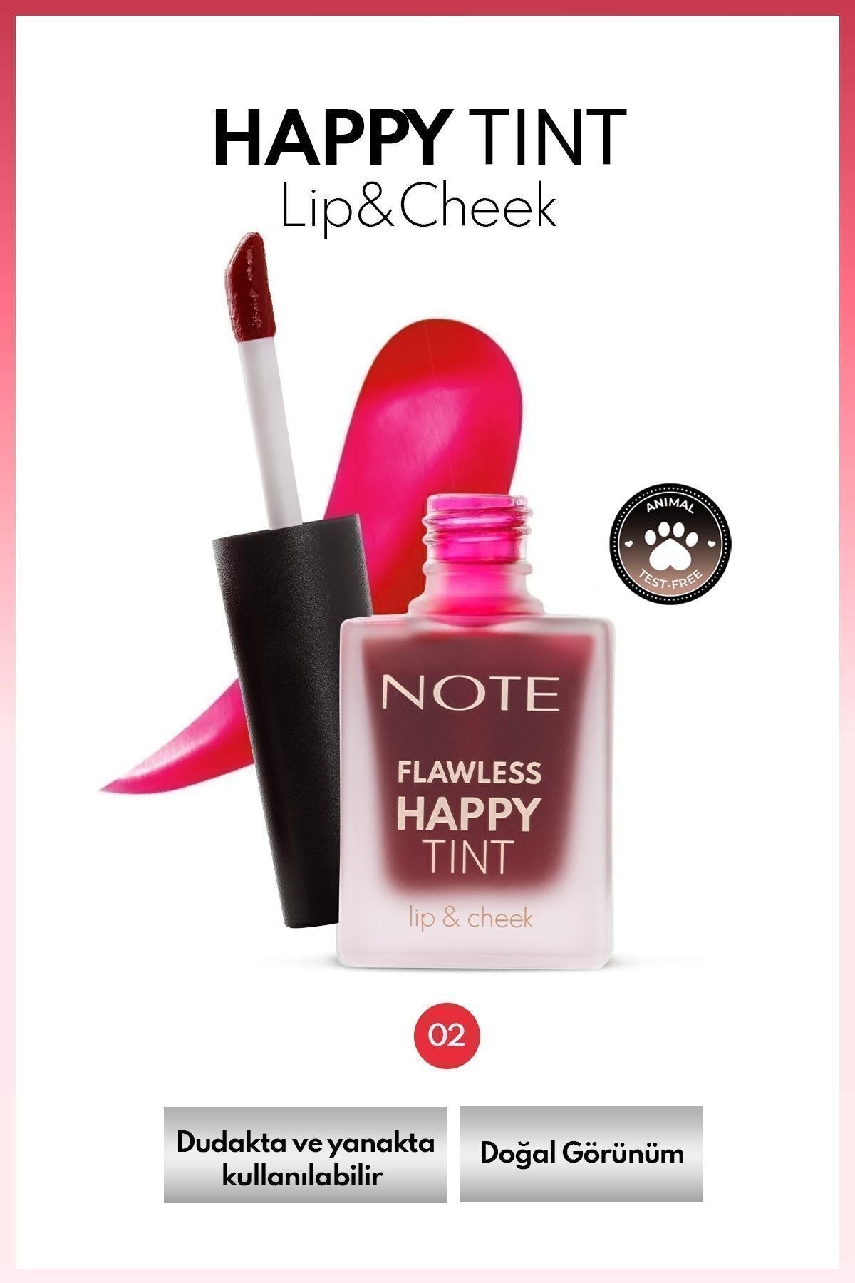Flawless Happy Tint Lip & Cheek Lip and Cheek Color Liquid Blush - 02 Wild Cherry - Purple