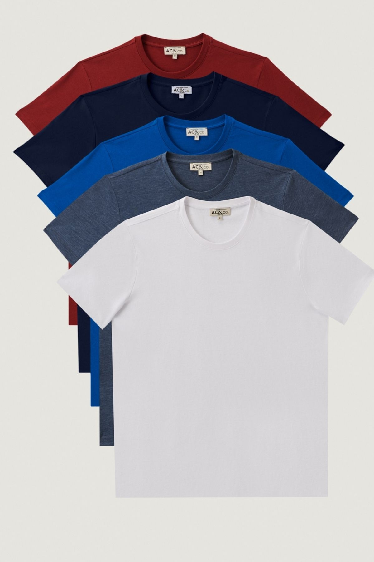 Men's Saks-Bordo-Lac Slim Fit Num Fit Cut Bike Bike Yaka 100 %Cotton 5 Piece Basic T-shirt package