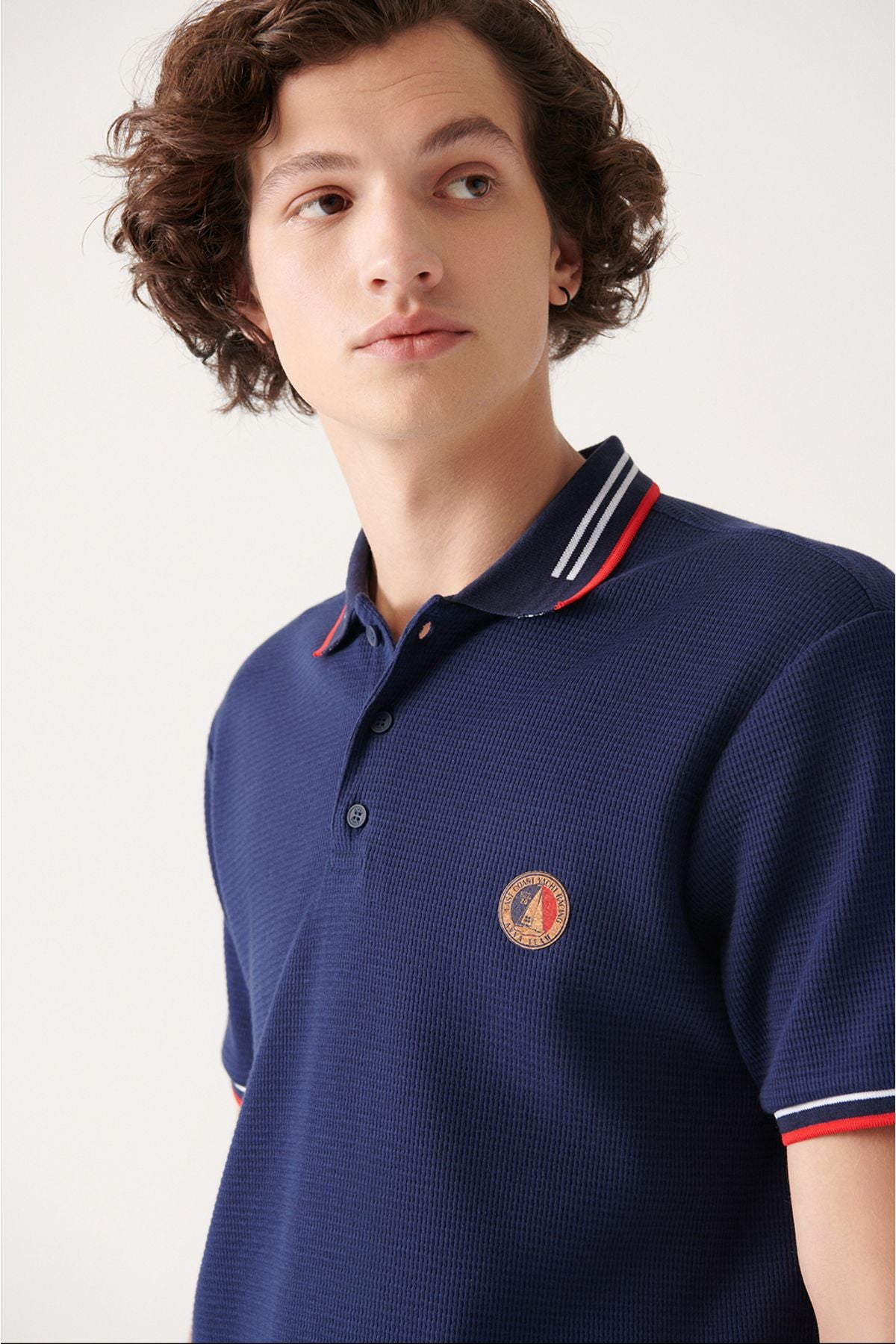 Erkek Lacivert %100 Pamuk Marine Baskılı Polo Yaka T-shirt A31y1035