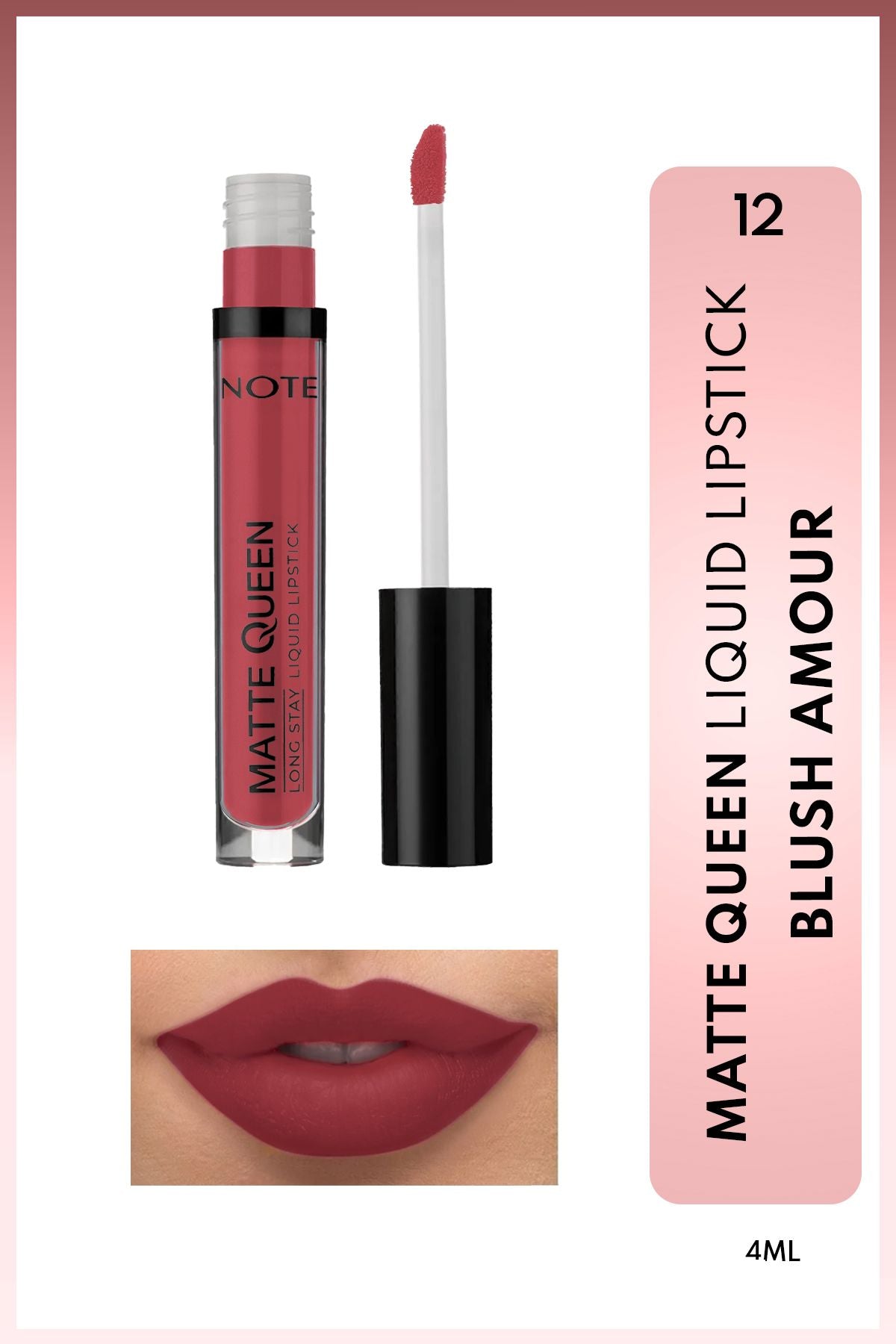 Matte Queen Lipstick Permanent Matt Liquid Lipstick - 12 Blush Amour - Pink