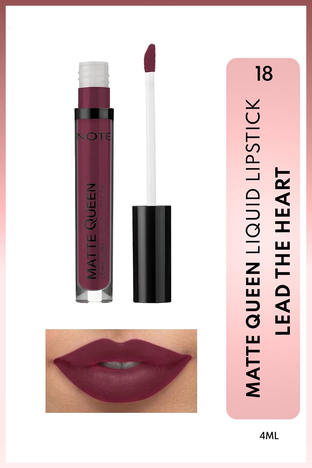 Matte Queen Lipstick Permanent Matt Liquid Lipstick - 18 Lead The Heart - Mor