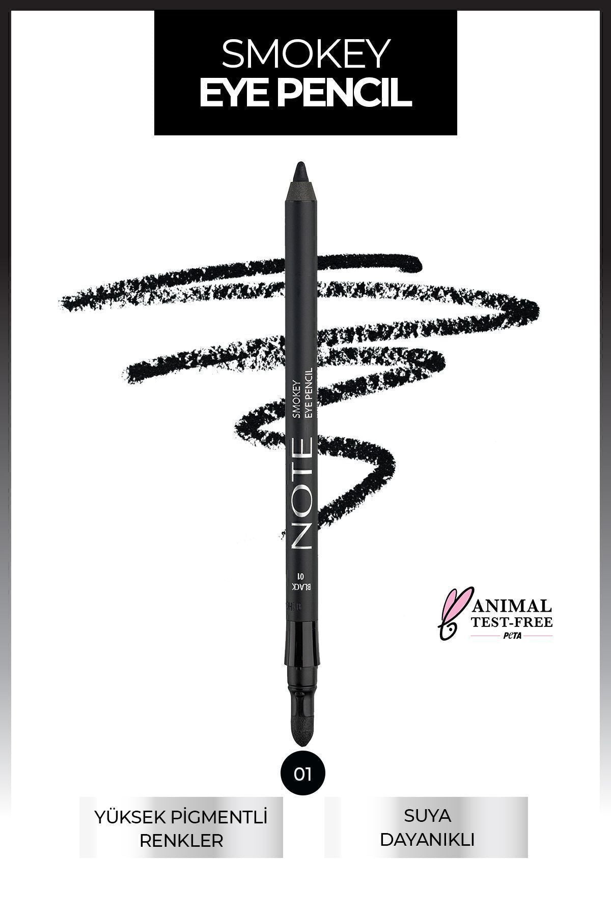 Smokey Eye Pencil Waterproof Approof Water Resistant Eye Pentenance - 01 Black - Black