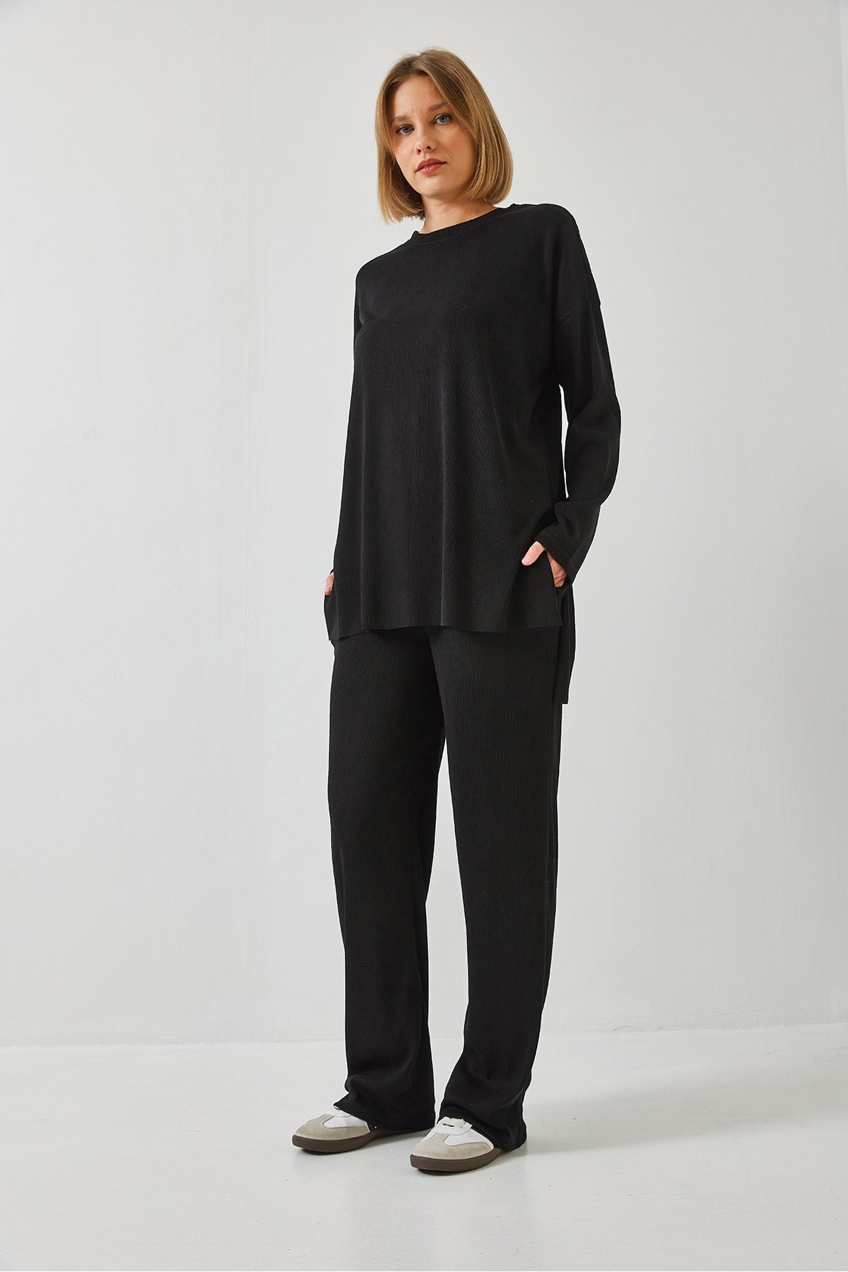 Women's Basic Top and Bottom Set with Trousers 60511002