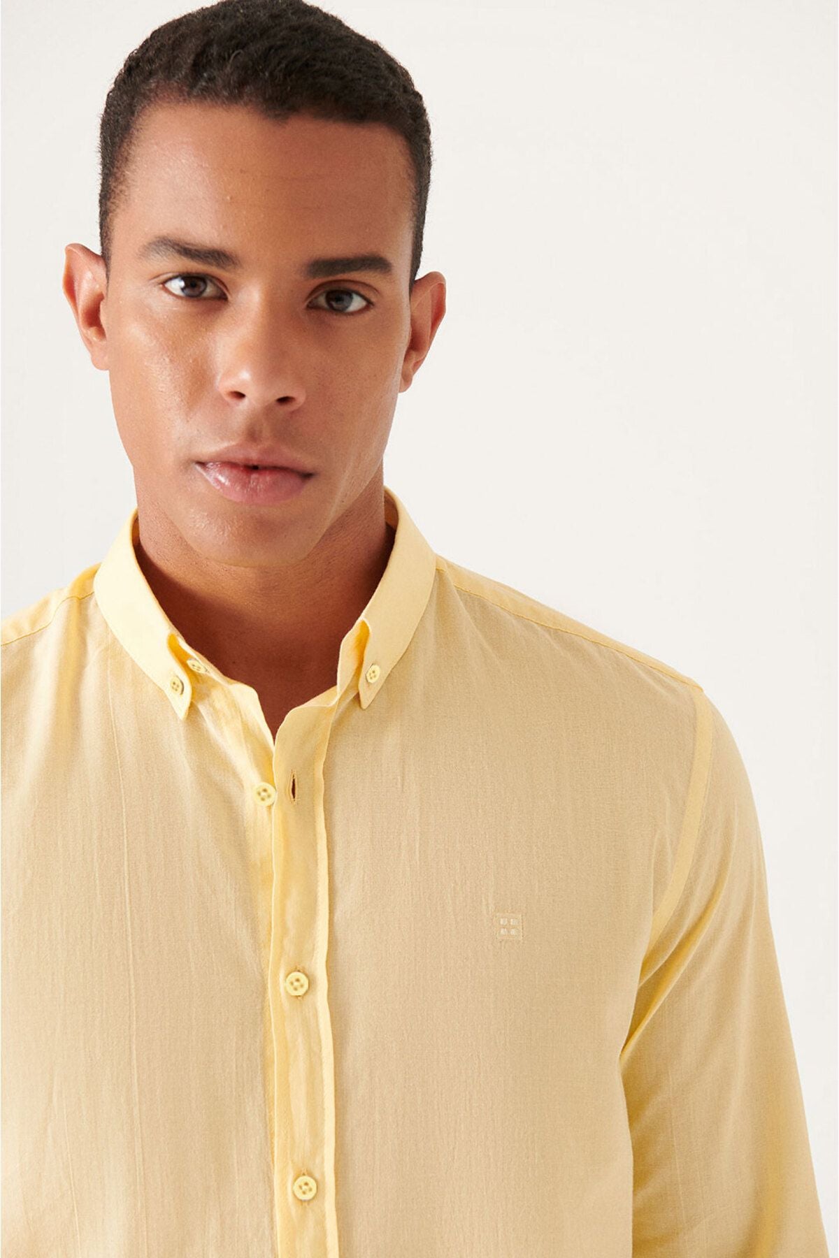 Men's Yellow 100 %Cotton Flinter Soft key buttoned collar shirt E002206