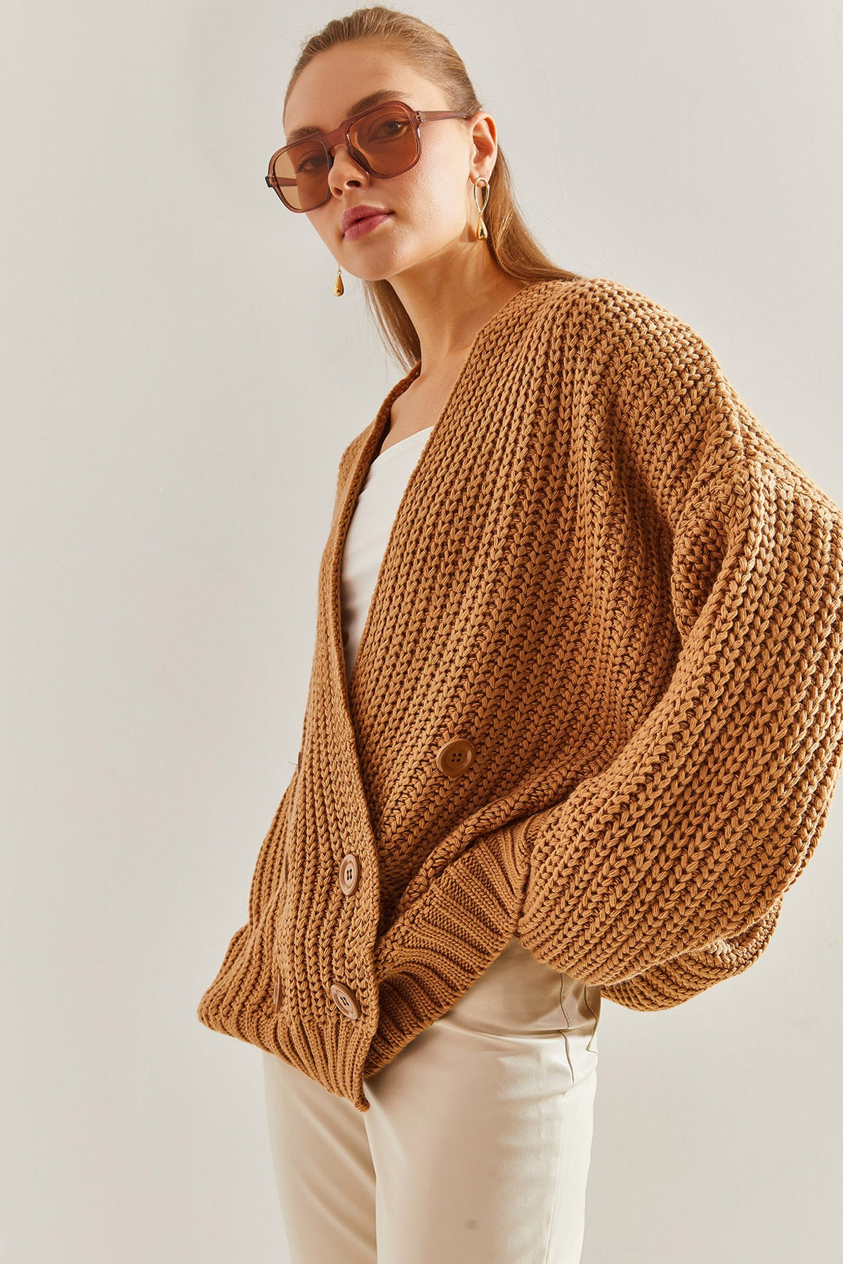 Women's Braided Six-Button Knitwear Cardigan NGO160