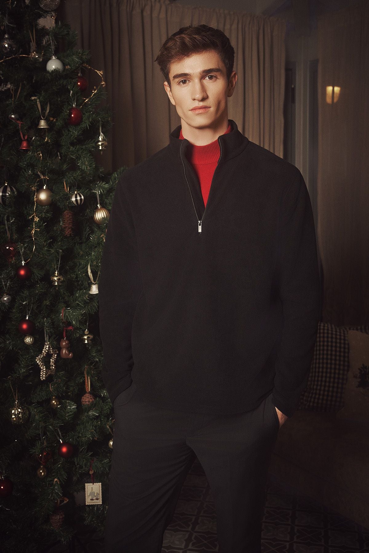 Men's Black Anti-Pilling Flash Standard Fit Pllage Solder Cold-proof Polar Sweatshirt