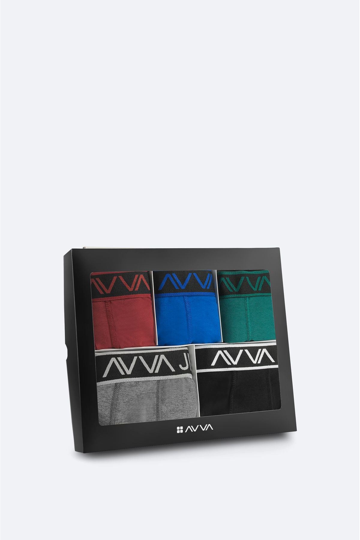 Men's Multi Color 5 Plain Flexible Fabric Cotton Box Boxer Boxer E009540