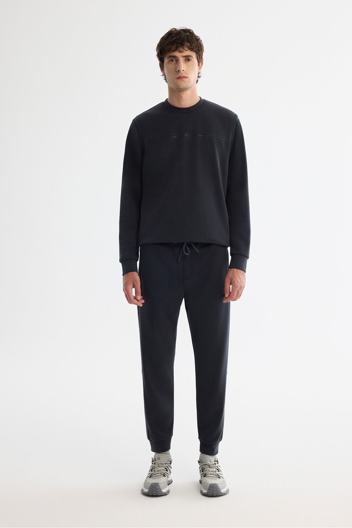 Men's anthracite waist elastan tracksuits with rubber elasttan six A42y3417