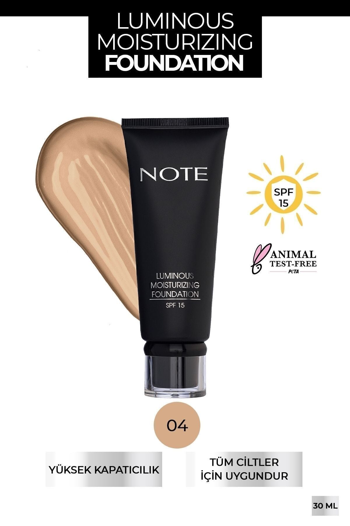 Luminous Moisturizing SPF 15 Moisturizer Effective Bright Finish Foundation - 04 Sand