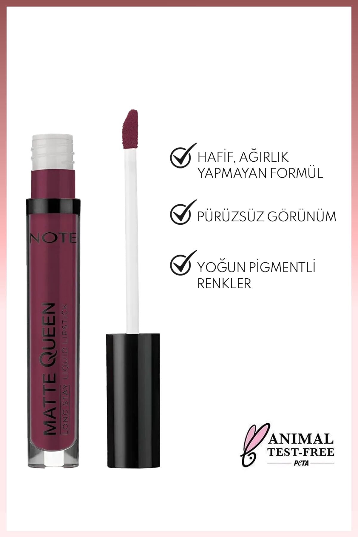 Matte Queen Lipstick Permanent Matt Liquid Lipstick - 18 Lead The Heart - Mor