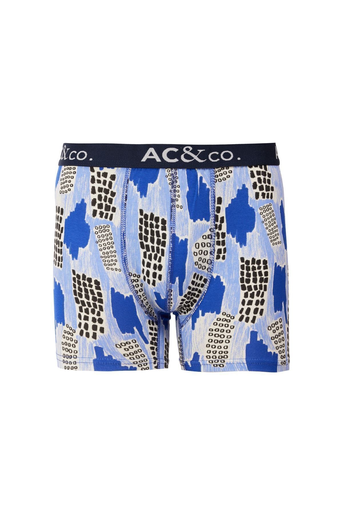 Men's Navy-Gray Cotton Patterned Patterned 3-Plot Boxer Package