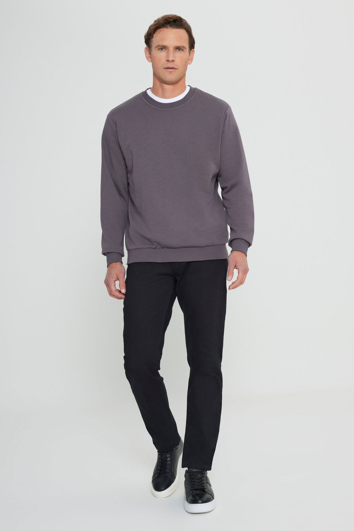 Men's Dark Gray Standard Fit Normal Cut Normal Cycling Bike 3 IP Cotton Sweatshirt