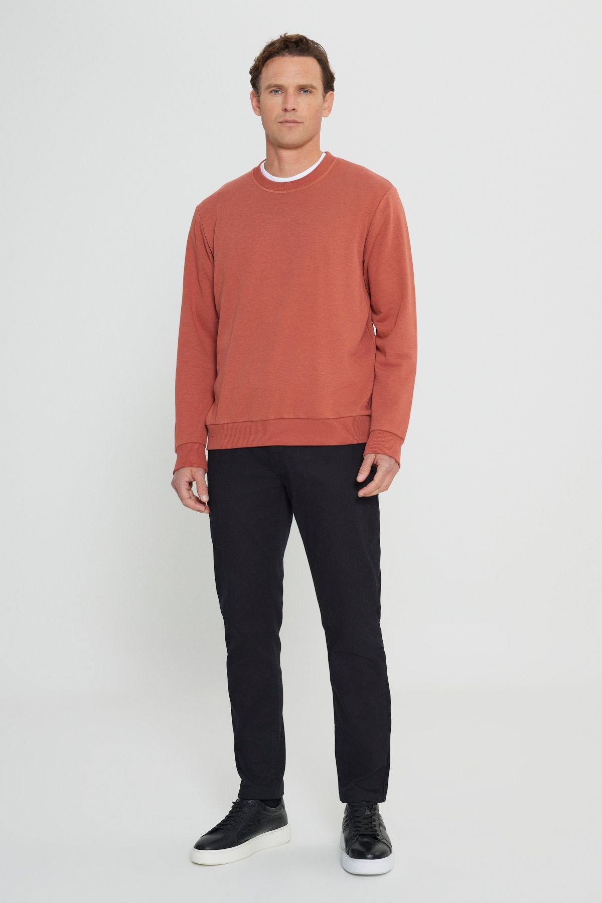 Men's Light Coffee Standard Fit Normal Cut Normal Class Bike 3 IP Cotton Sweatshirt
