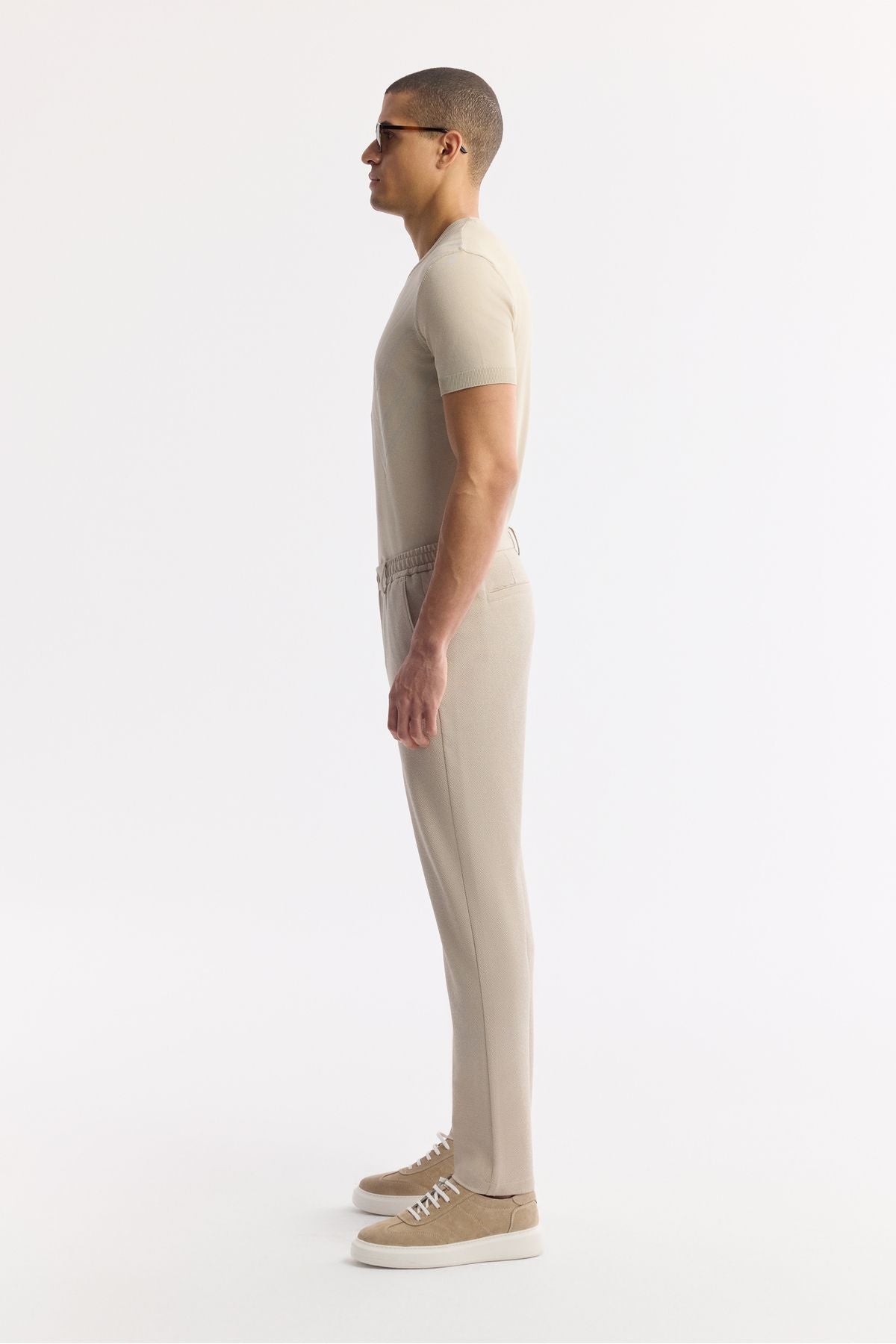 Men's beige as well as tire -wavy wavy nora slim fit chino pants B003033