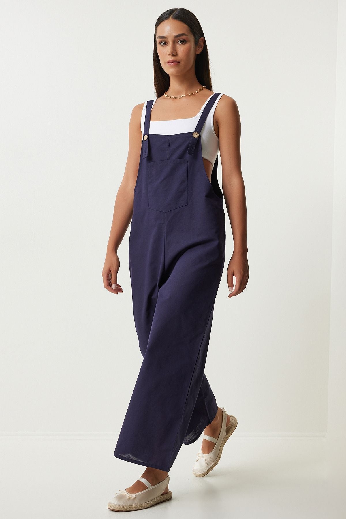 Female Navy blue strap thin gabardin summer gardener tulum ky00011