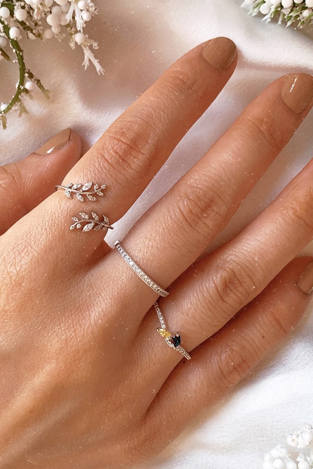 Acacia flower ivy 14k Rose Gold Coating Female Ring