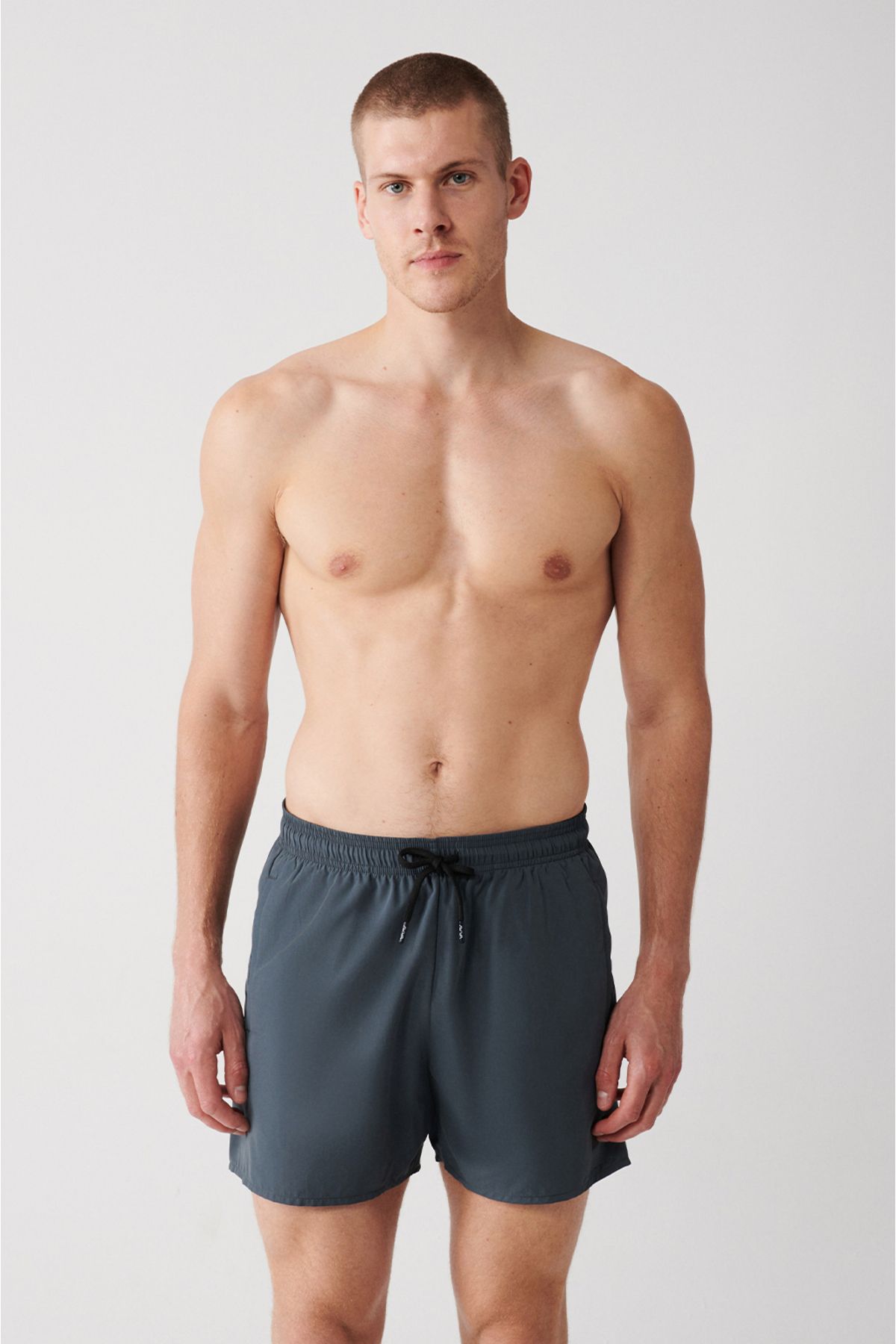 Men's anthracite fast -drying standard size swimsuit sea shorts E003801