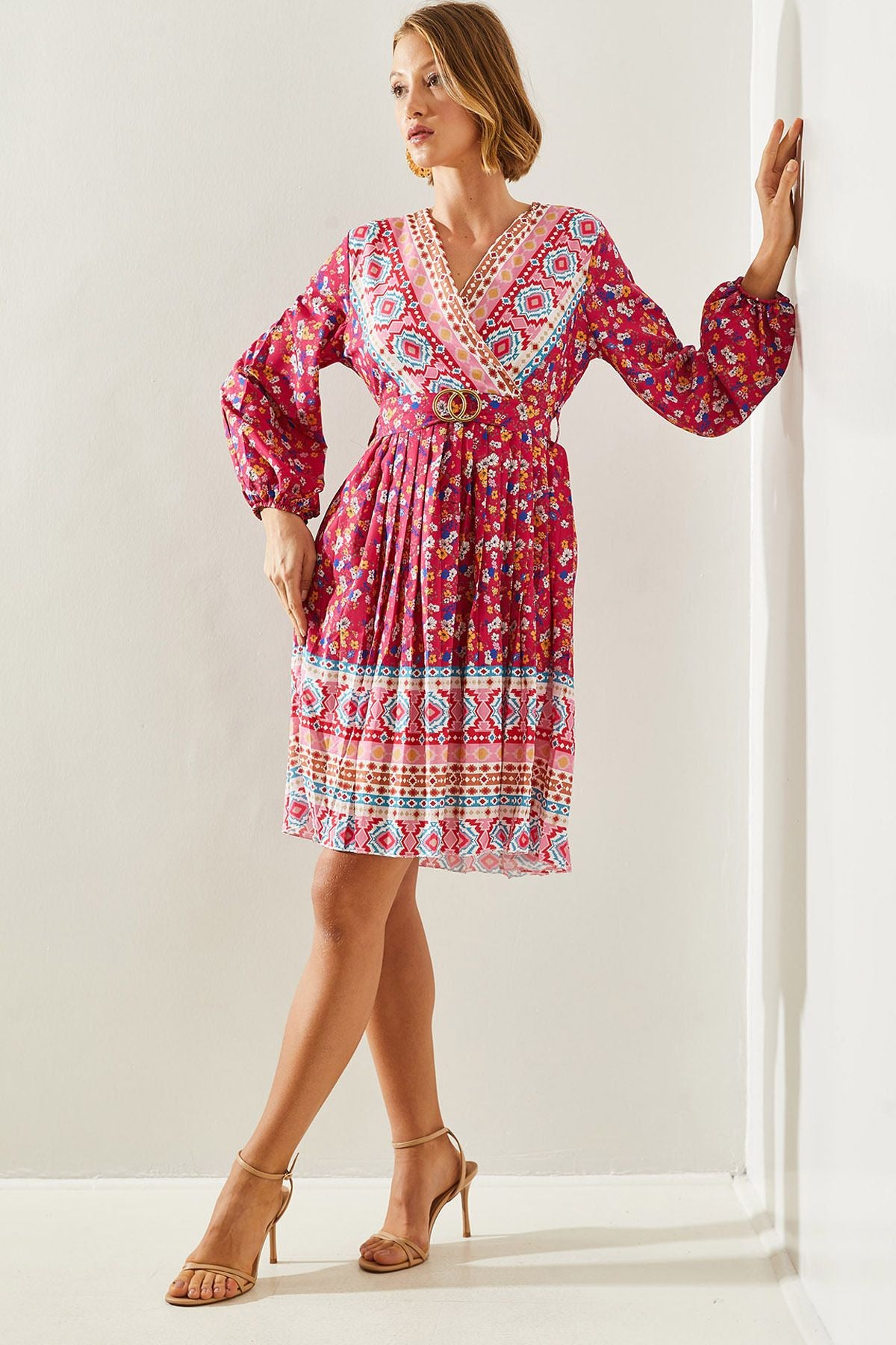 WOMEN'S SOLIDER BOLE FLOWER PATTERN PATTERNED DRESS 22138 60251604