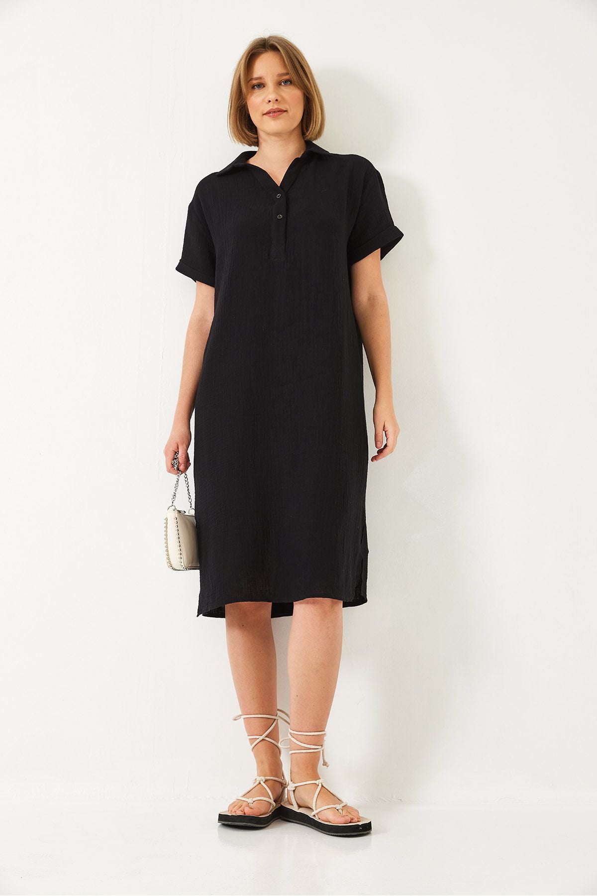 WOMEN'S Polo Yaka Summer Bolin Muslin Dress 70222 60271009
