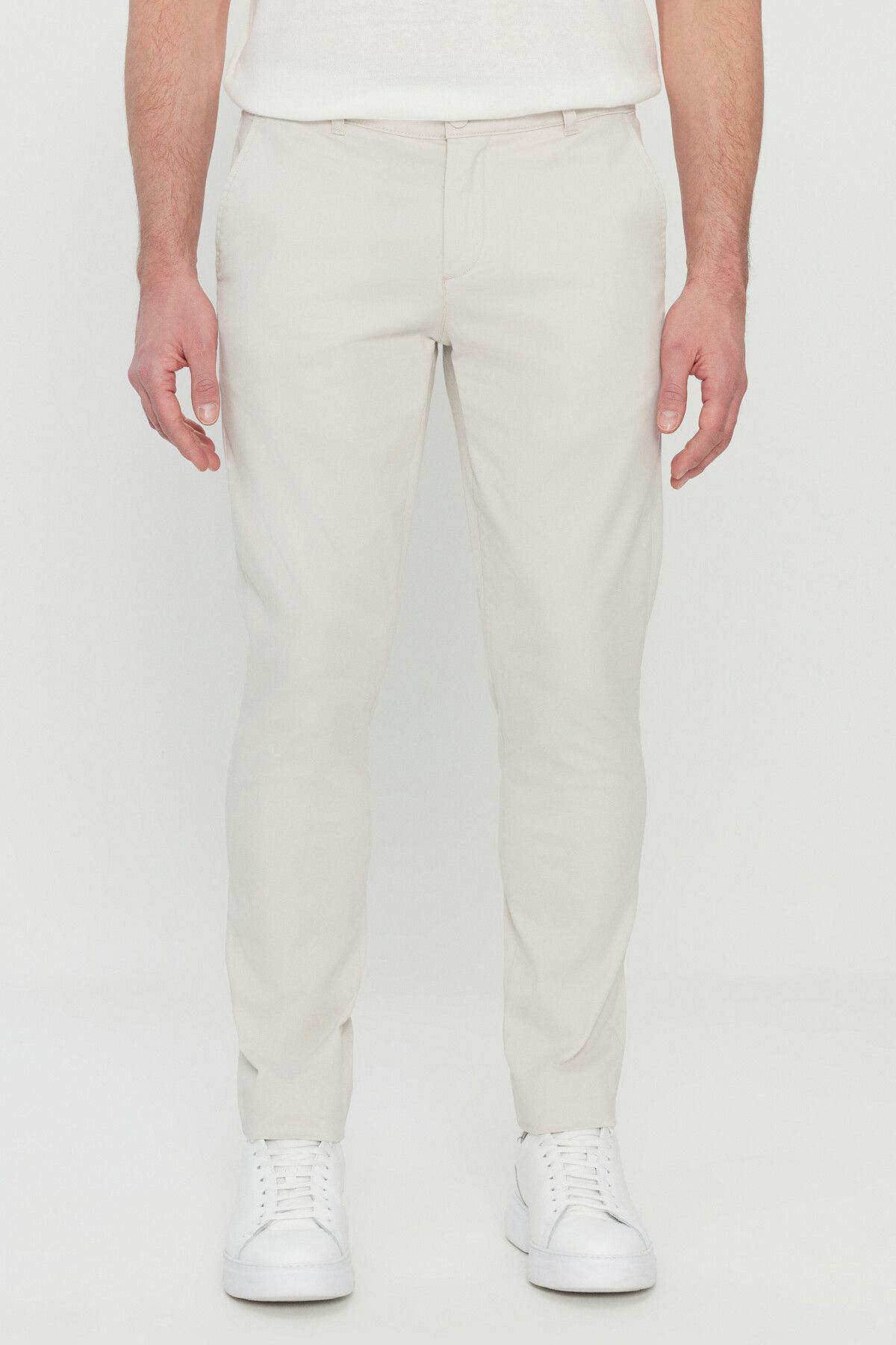 Men's Stone Cotton Slim Fit Narrow Cutting Side Pocket Flexible Casual Pants