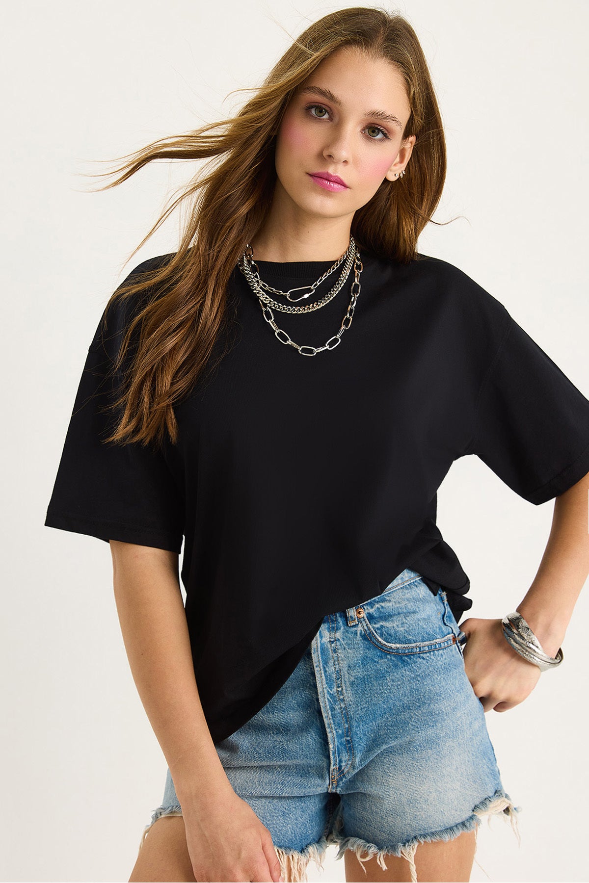 Women's 100% Organic Cotton Relaxed Fit Slit Round Collar T-Shirt 60602047