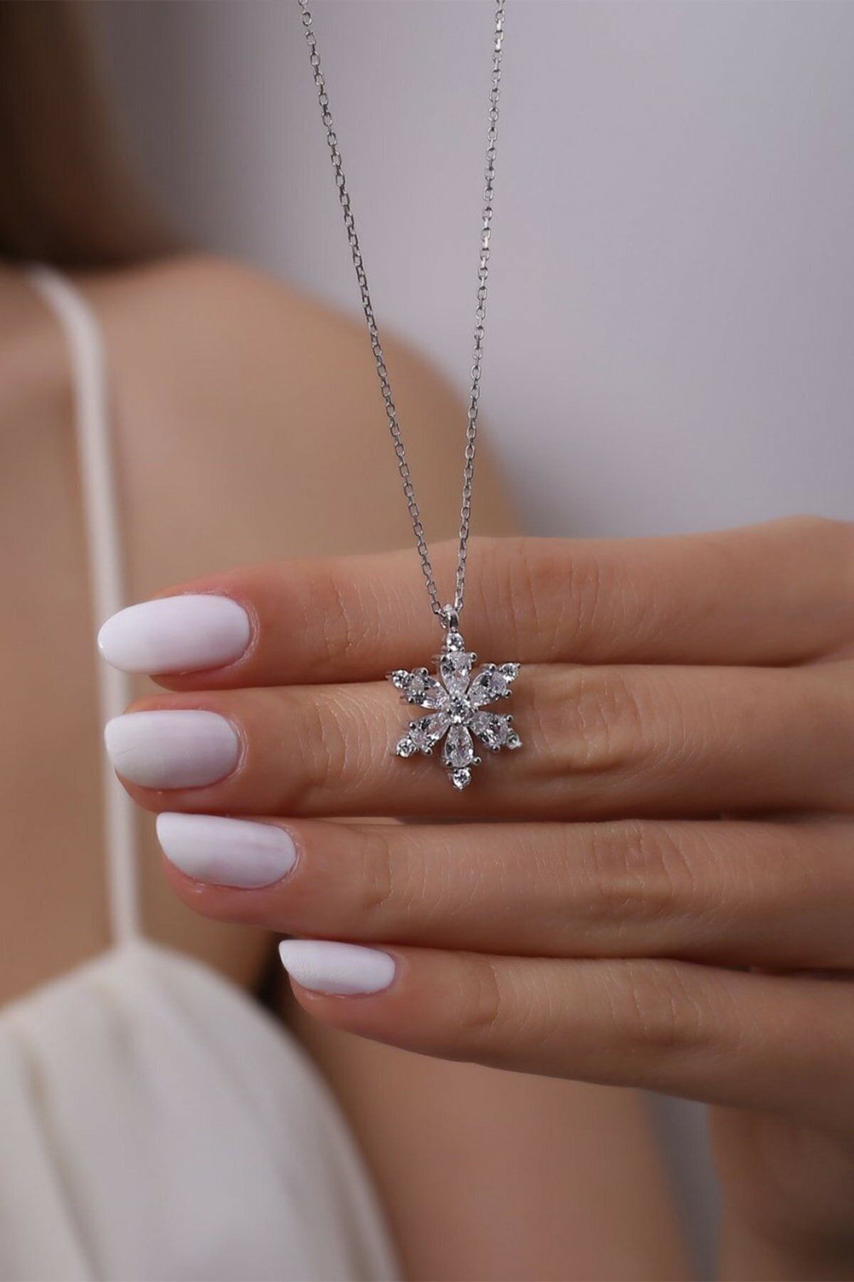 Camellia Flower White Stone 14 K Rose Gold Plated Women Necklace
