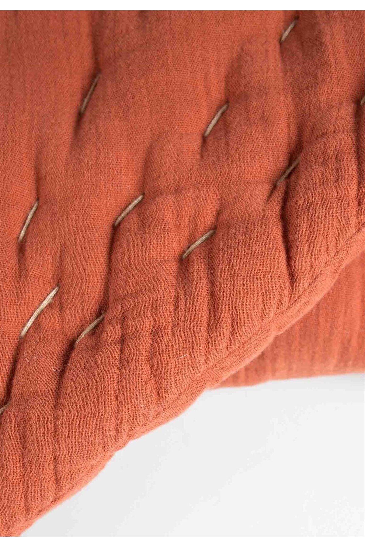 Muslin Leaf Baby Play Matter 105x80 (Washed) Rust