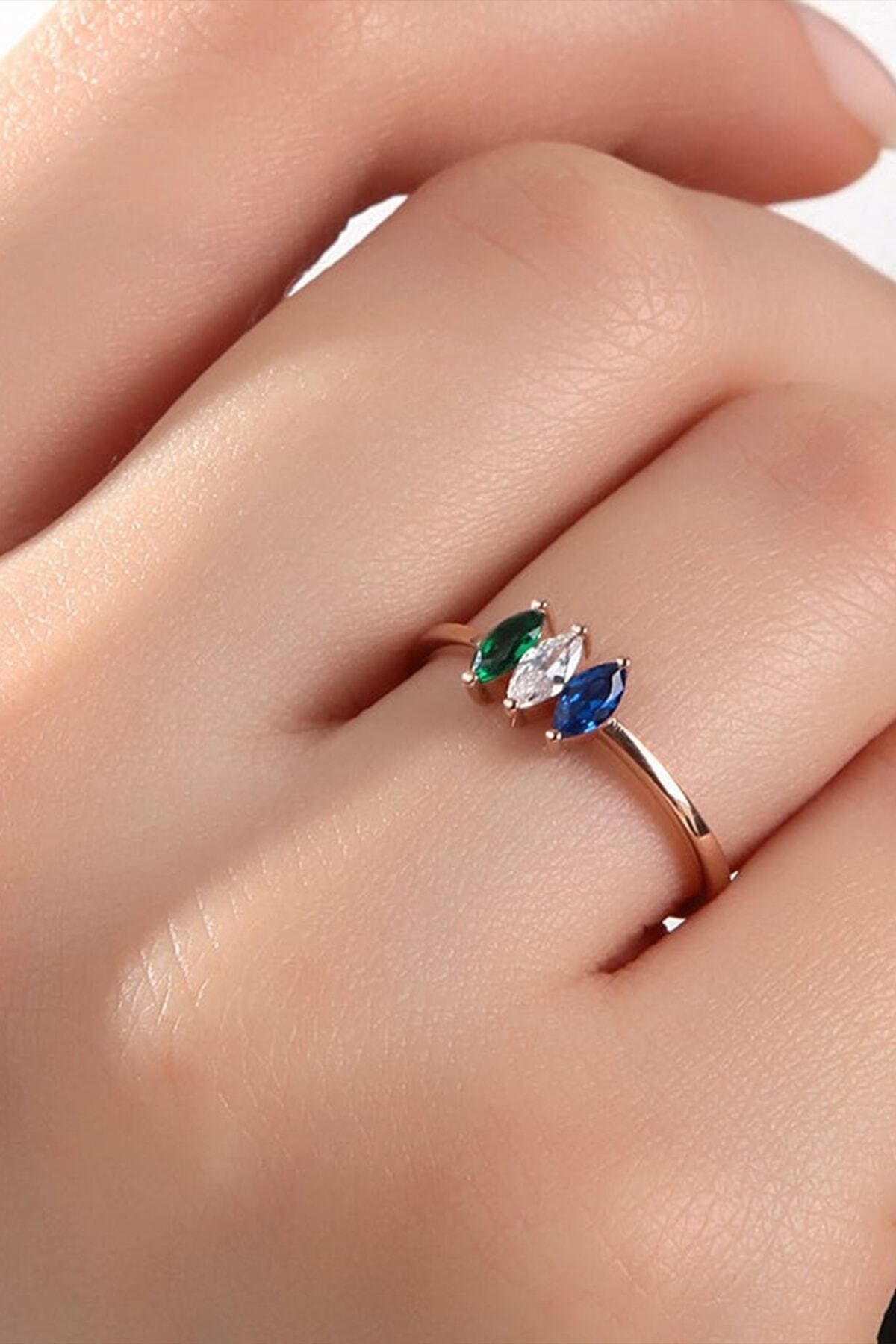 Three Color Oval Model 14 K Rose Gold Plated Adjustable Women Ring