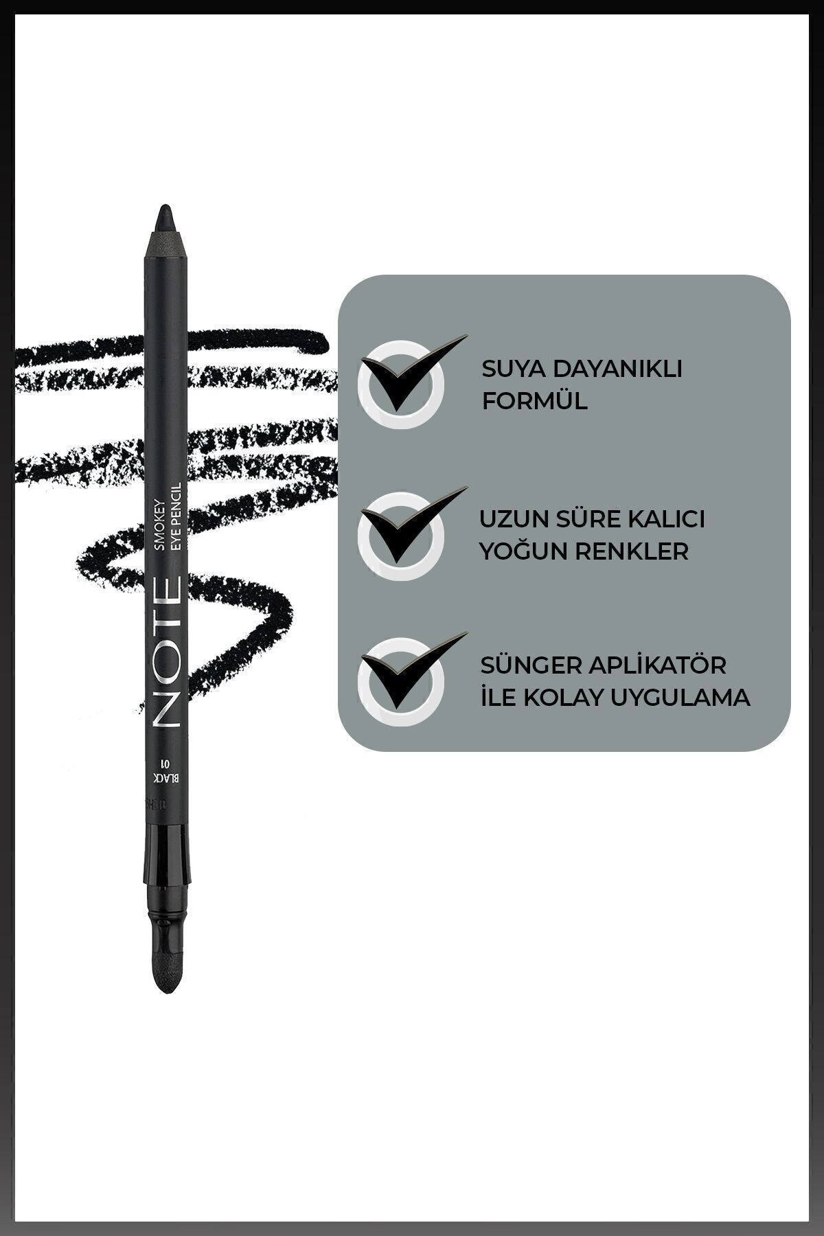 Smokey Eye Pencil Waterproof Approof Water Resistant Eye Pentenance - 01 Black - Black