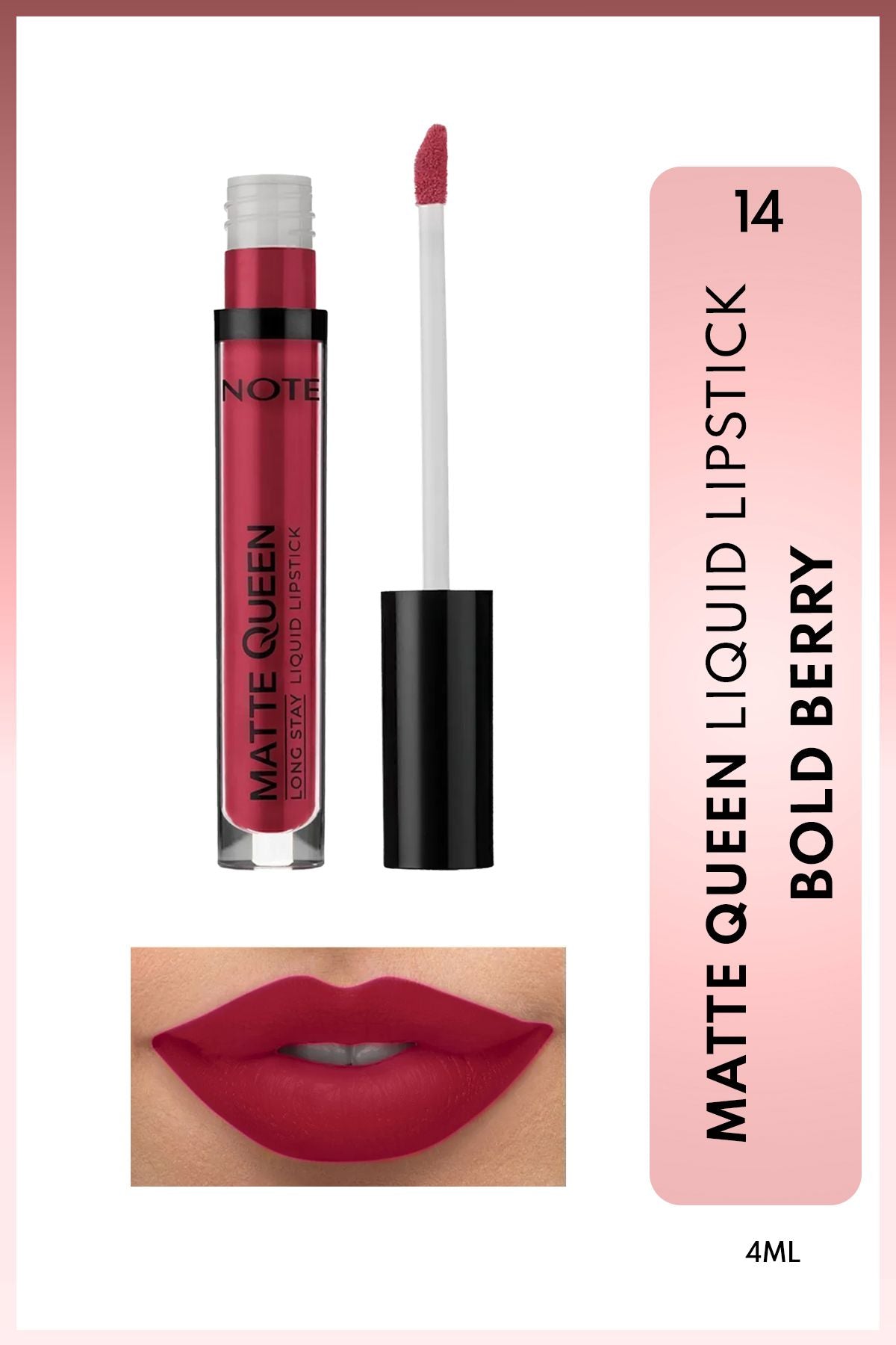 Matte Queen Lipstick Permanent Matte Liquid Lipstick - 14 Bold Berry - Red