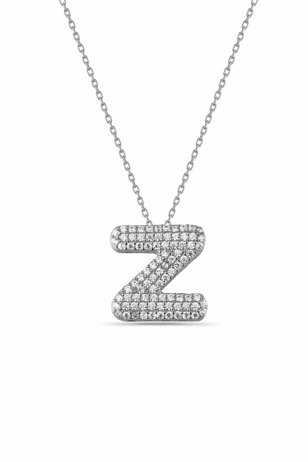 The letter Z is zircon stone 14 k gold -plated women's necklace