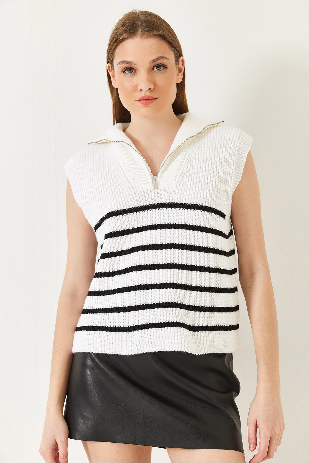 Women's Zippered Selanik Knitted Knitwear Sweater 20247578