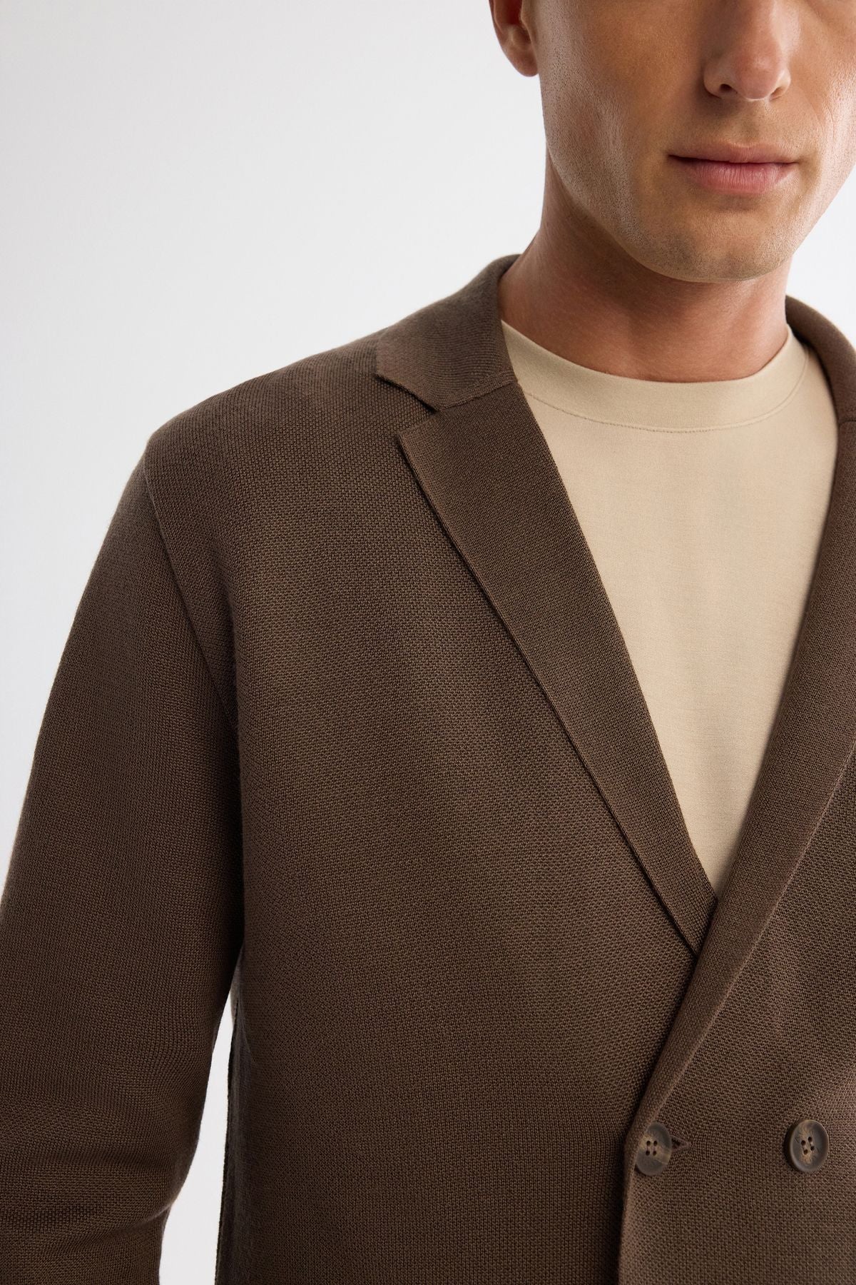 Men's mink mono collar cruishe bag pocket woolen knitwear jacket A42y5153