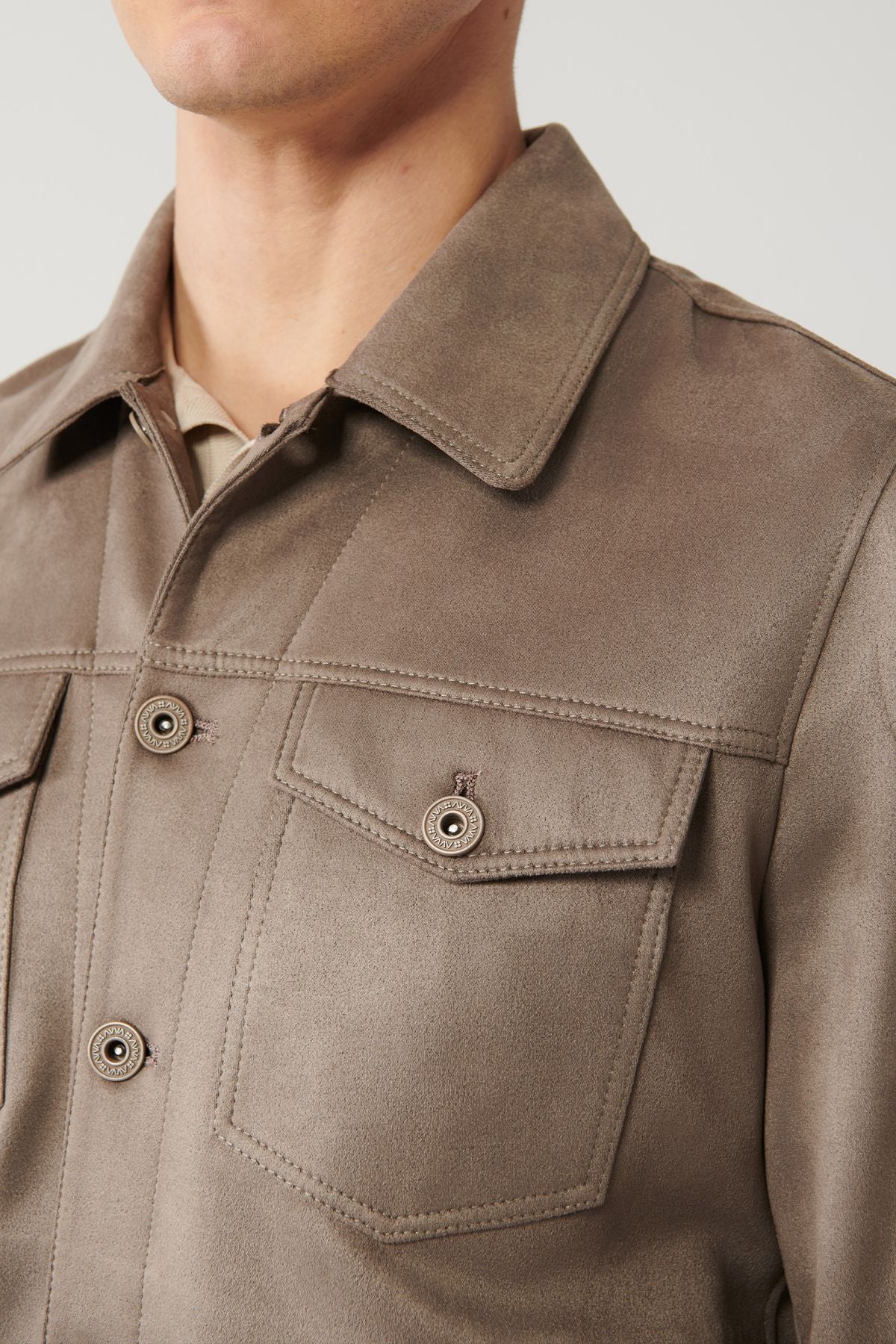 Men's anthracite Classic collar suede -looking pocket jacket A41y6011