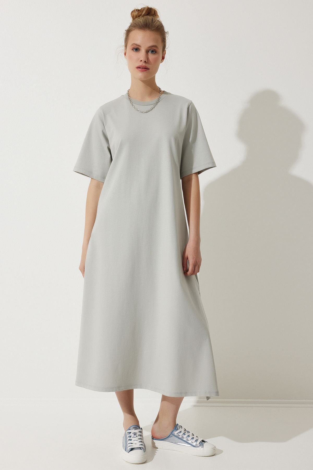 Women's Gray Bike collar with plenty of relaxed combed dress BP00158