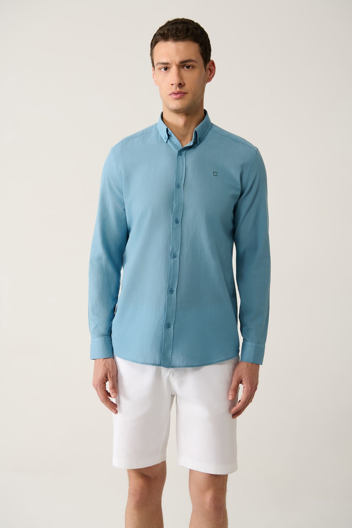 Men's Indigo 100 %Cotton Flinter Soft key buttoned collar shirt E002206