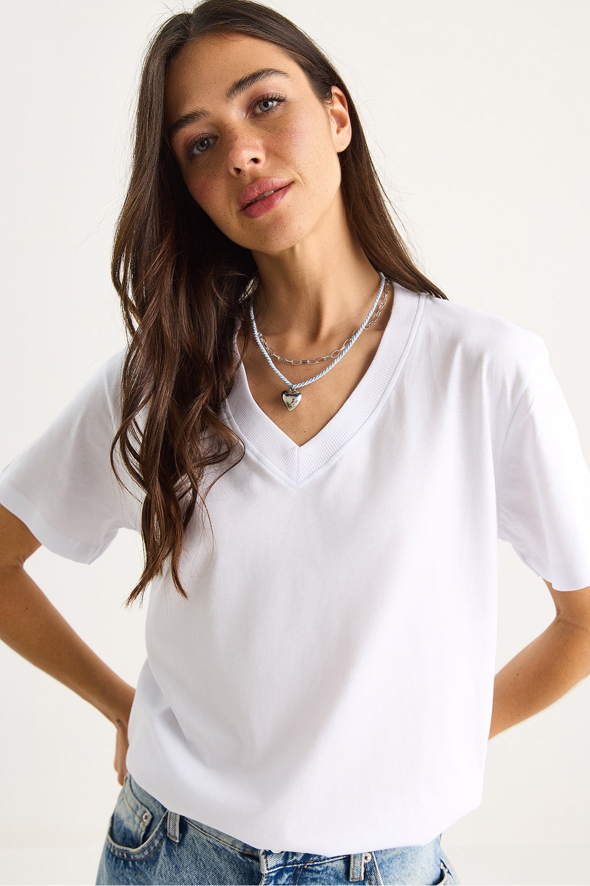 Women's 100% Organic Cotton Deep V-Neck Comfort Fit T-Shirt 60602066