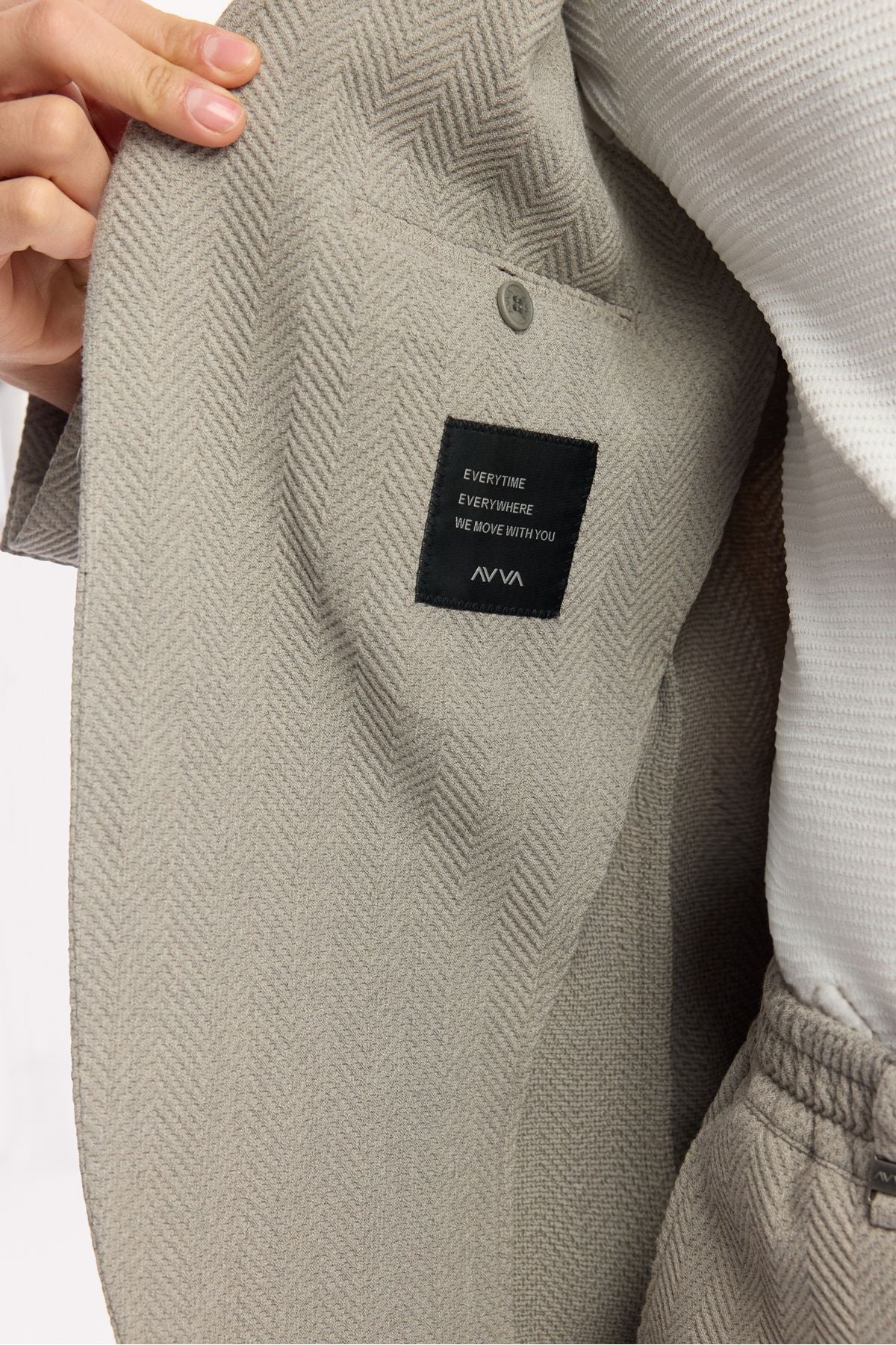 Men's gray mono collar bag pocket with double slit lining wafer detailed bi stretch jacket a51y4011