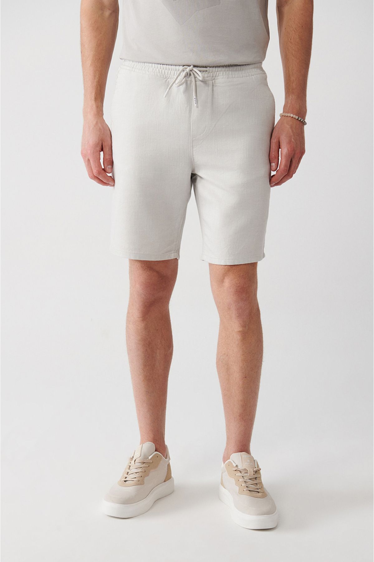 Men's Stone 100 %Cotton Side Waist Waist Linen Fine texture E003603
