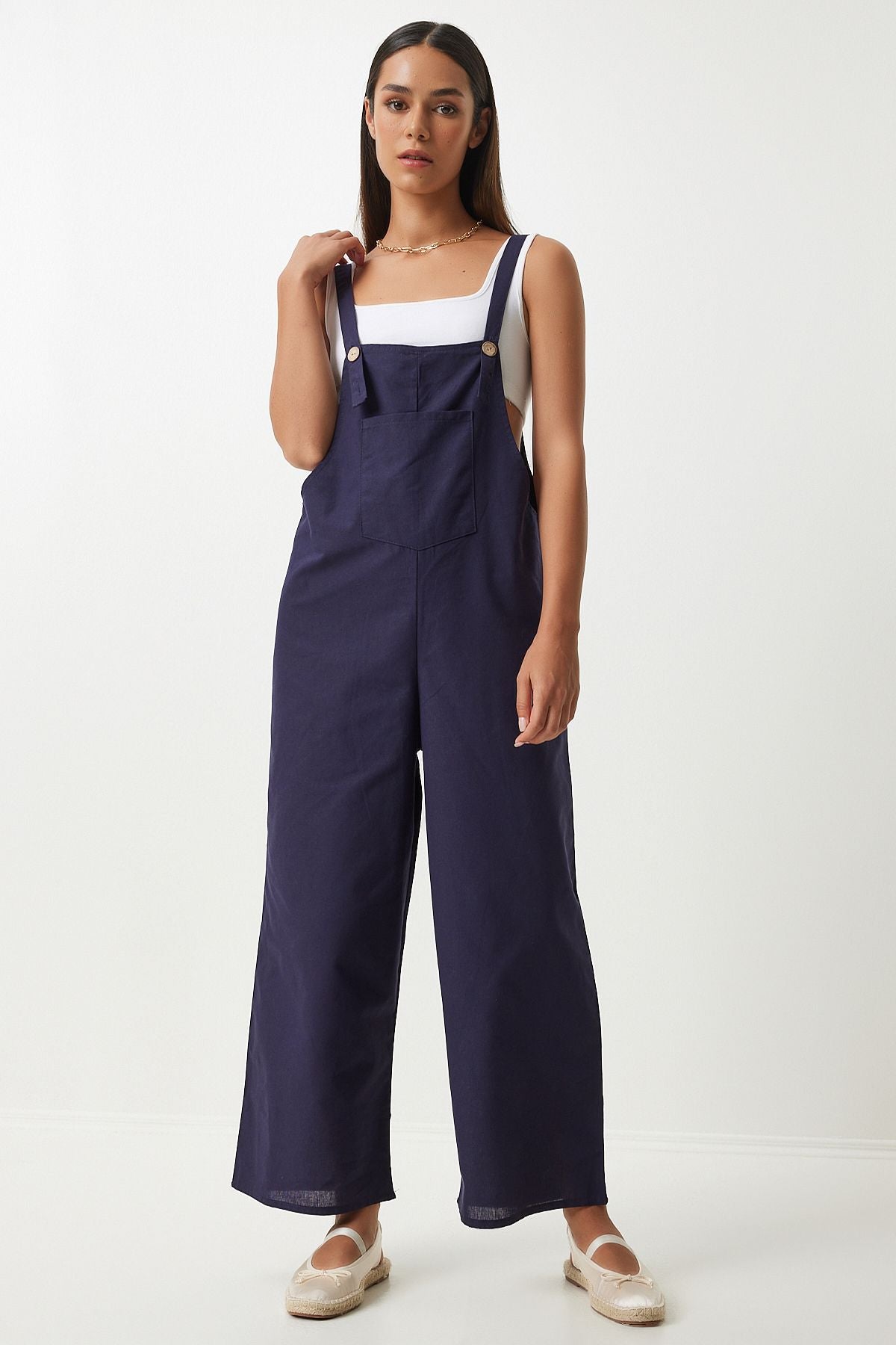 Female Navy blue strap thin gabardin summer gardener tulum ky00011