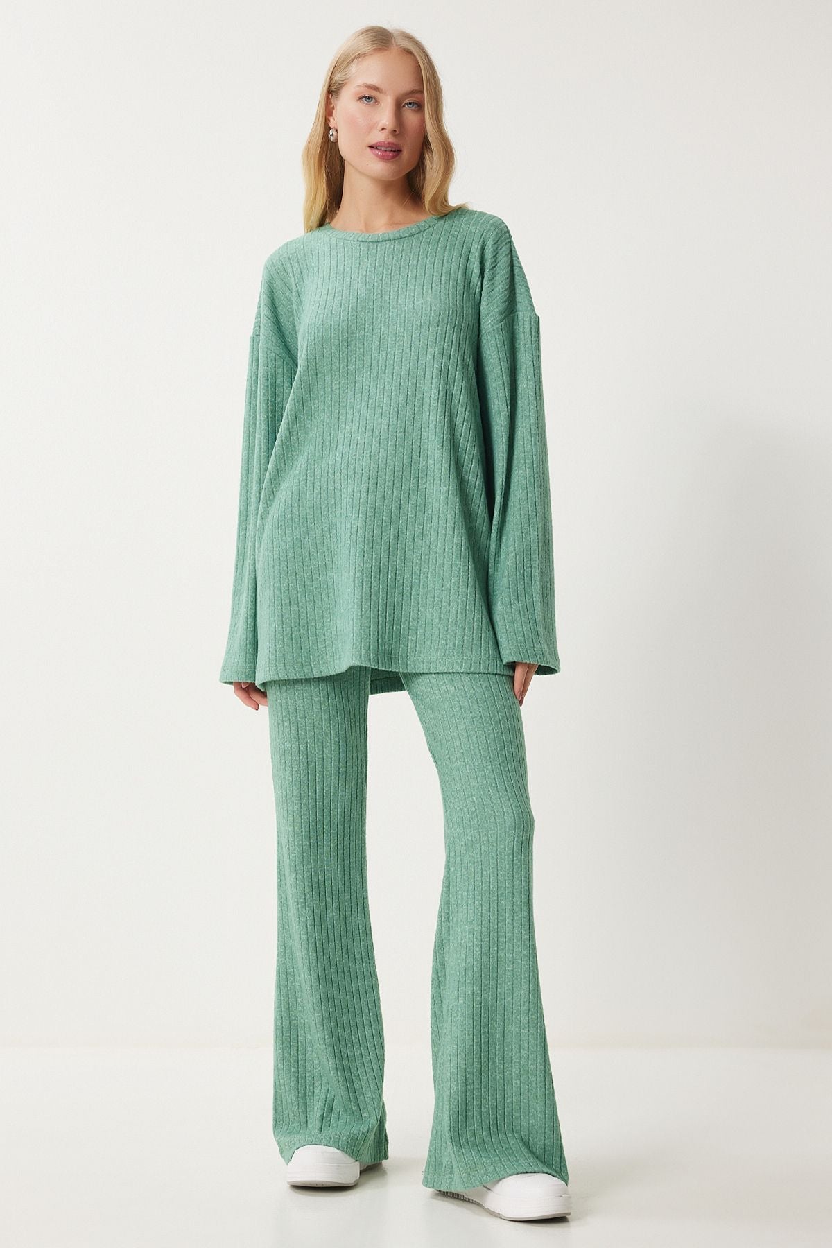 Female Cagla Green Comfortable Wicking Blouse Blouse Pants Set RG00047