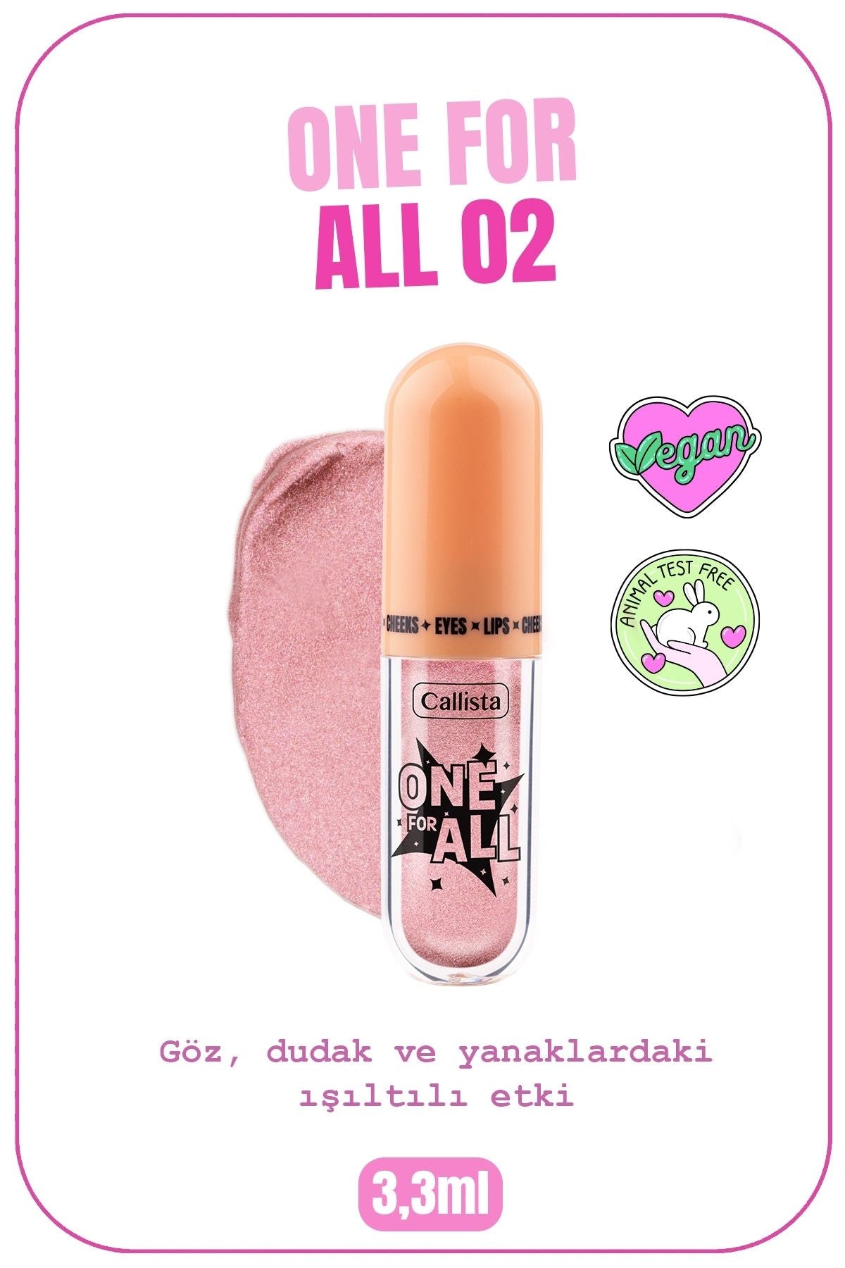 One for All Eyes & Lips & Cheeks Sparkling Liquid Eye Shadow - 02 Pink Cosmos
