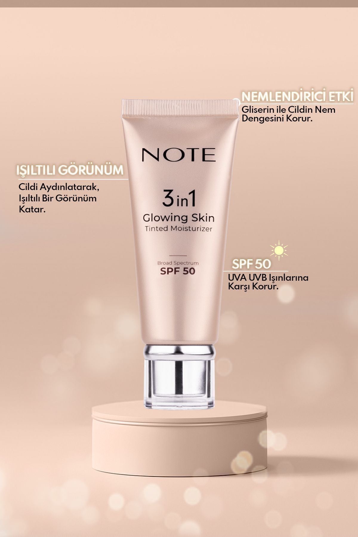 3 in 1 Glowing Skin Tinted Moisturizer SPF 50 Luminous Lighting Cream
