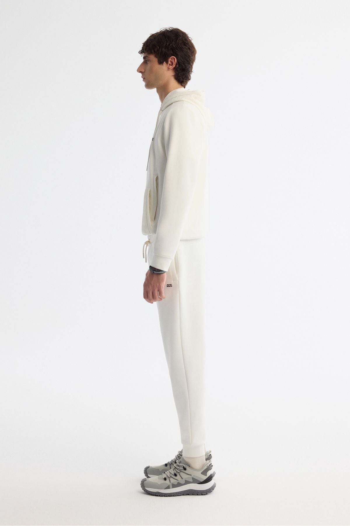 Men's Ecru Waist Elastan Elastan tracksuits with lace -up laced laced A42Y3410