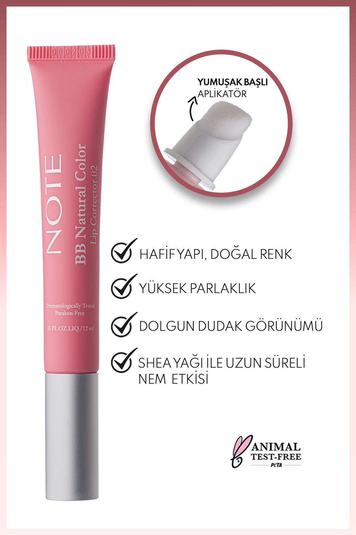 BB Lip Corrector Color Equalizer and Moisturizing Lip Grower - 02 - Pink