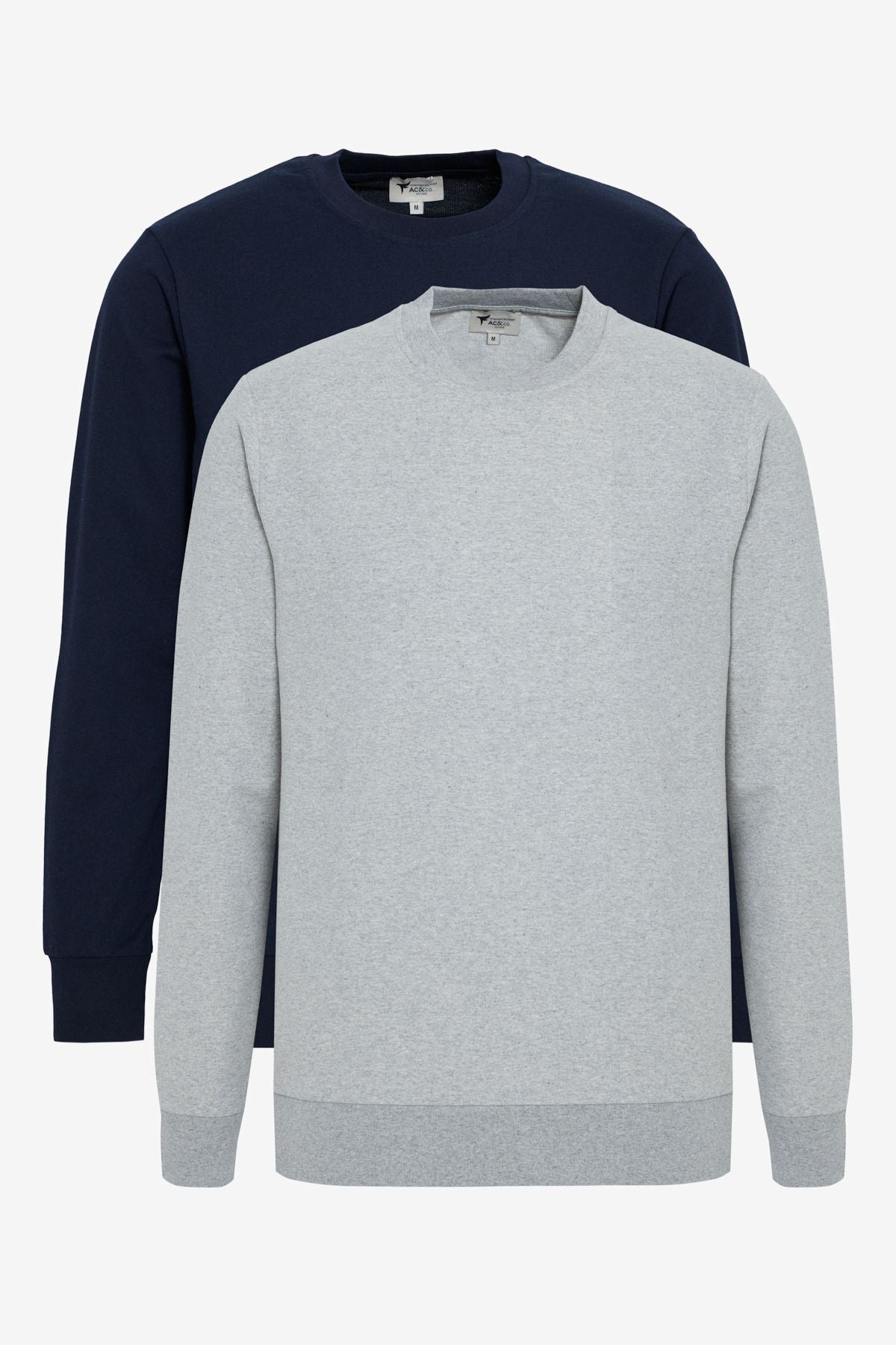 Men's Navy Blue-Gri Melanj 2 Pack Cotton Standard Fit Normal Normal Cut Bike Sweatshirt