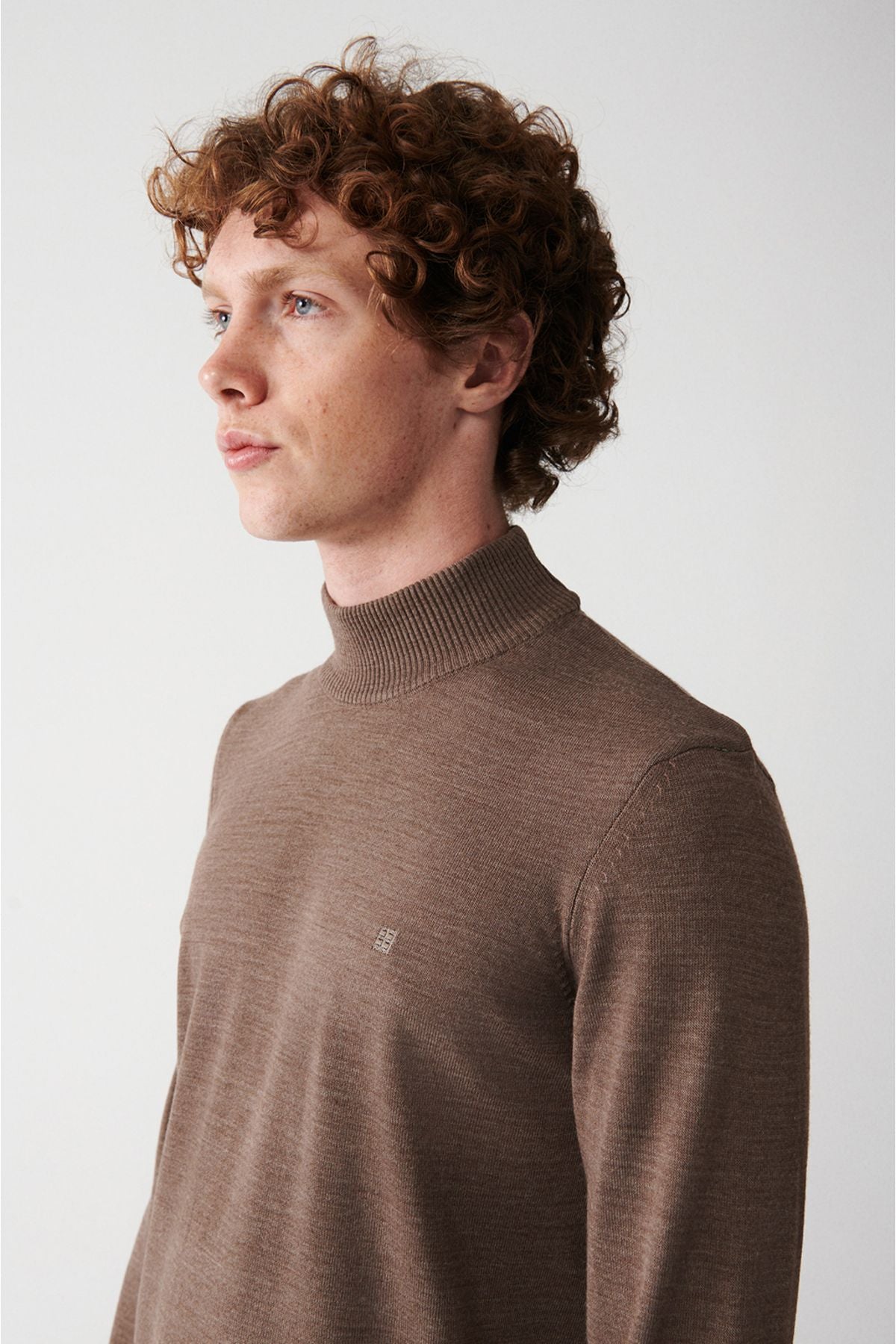 Men's mink Half Fisherman Collar Non -Following Knitwear Sweater E005001