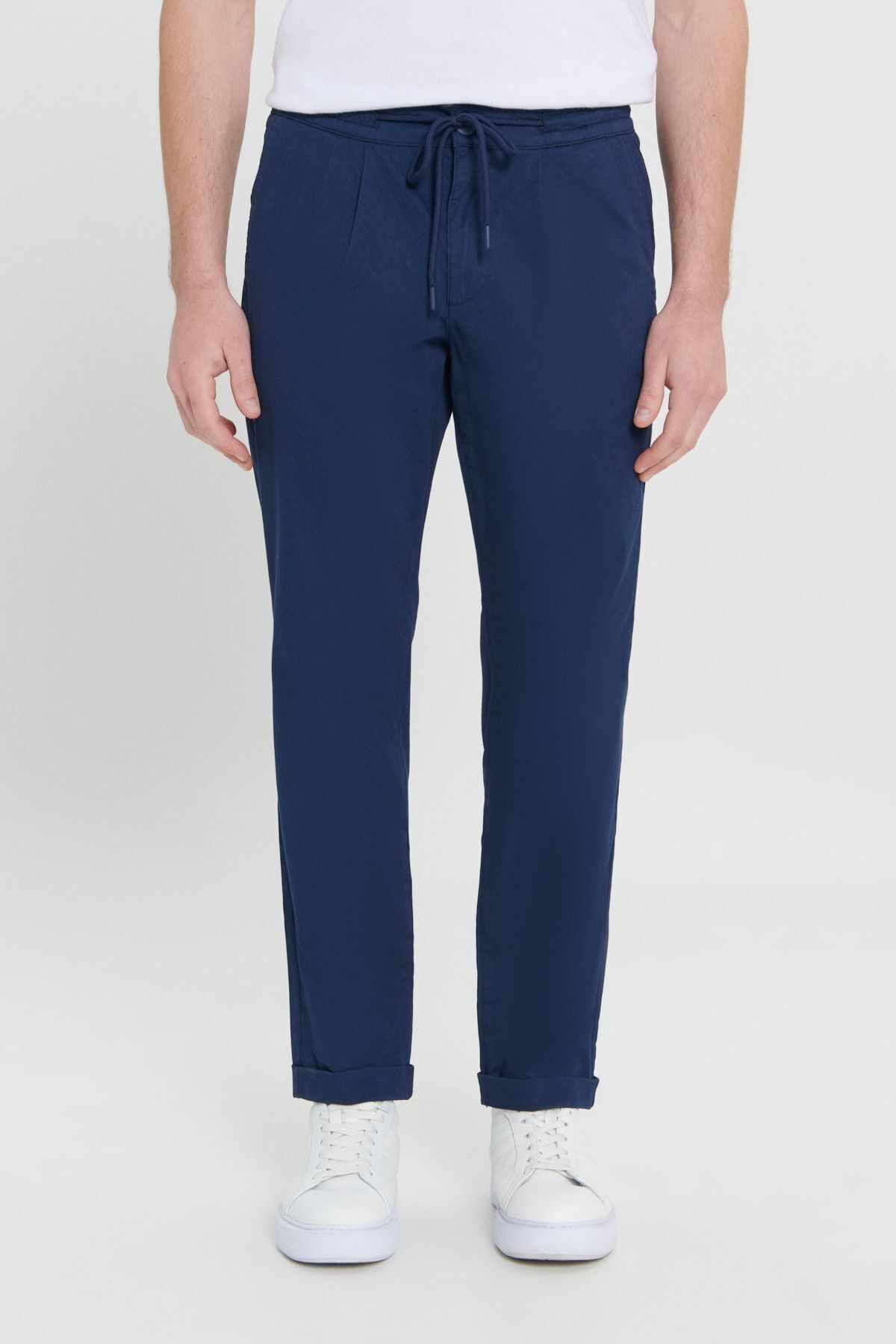 Men's navy blue cotton comfort fit comfortable cutting side pocket pants