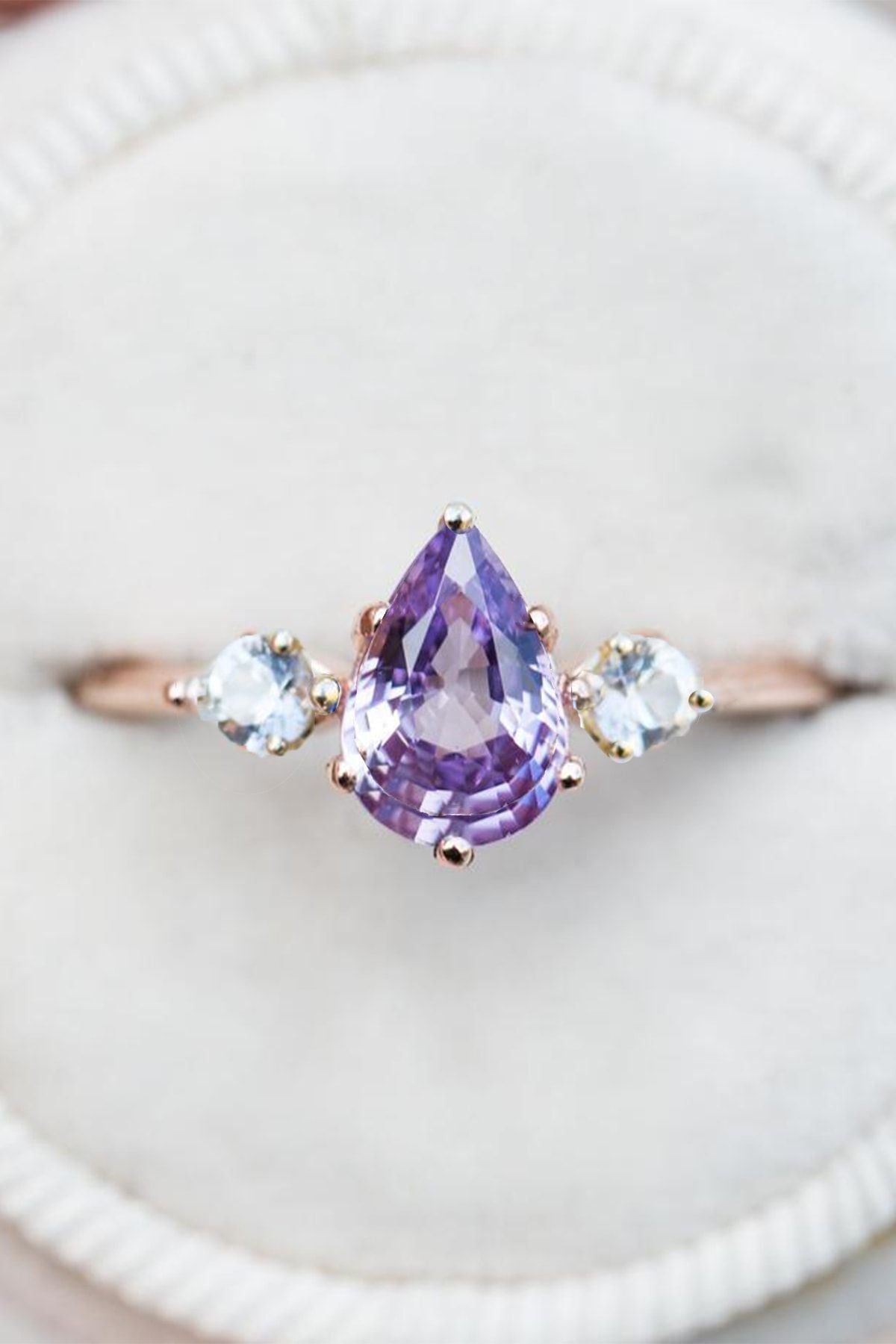 Mystical Topaz Purple Stone Adjustable 14 K Rose Gold Plated Woman Ring