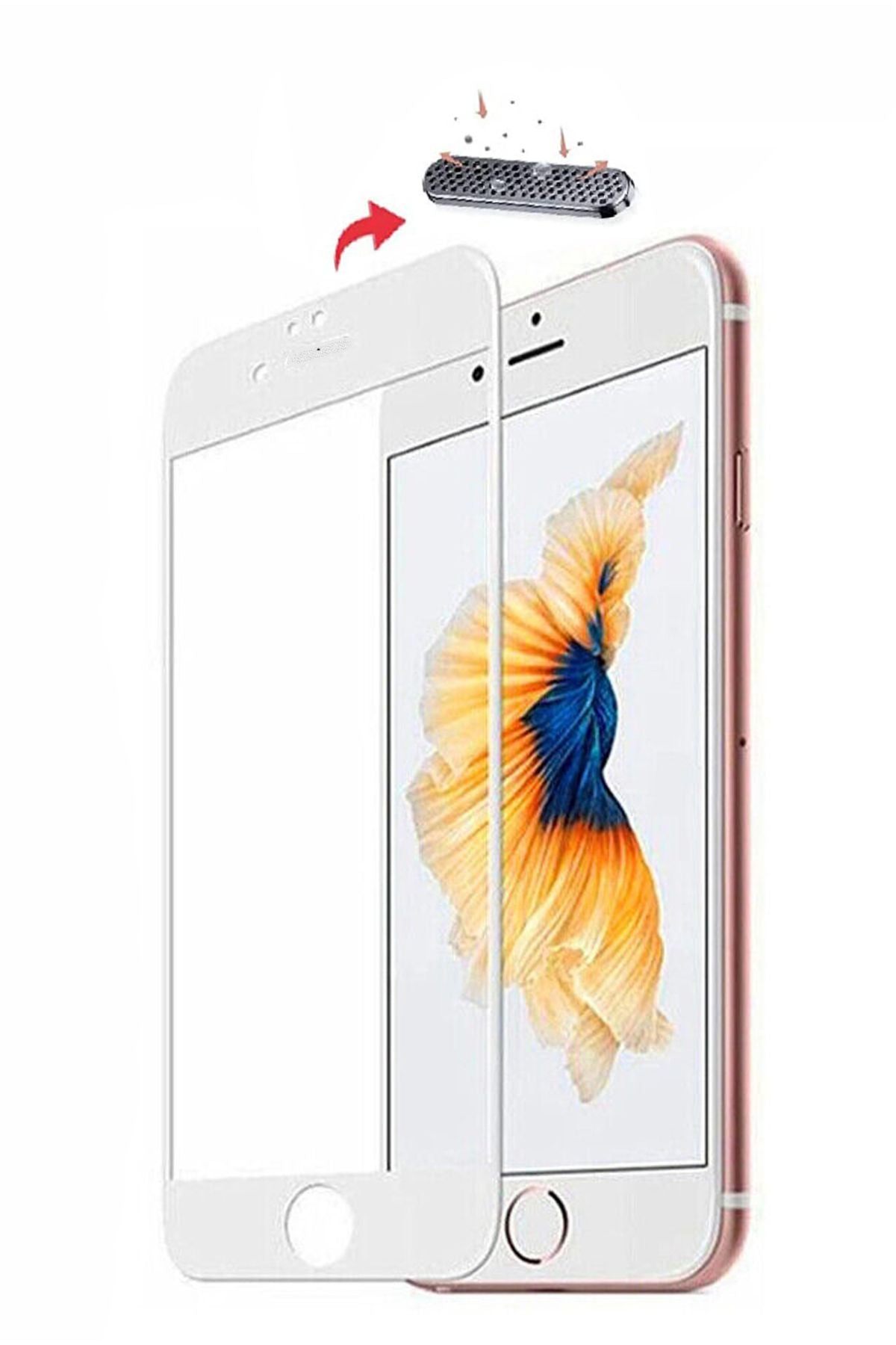 iPhone 6/7/8 White Compatible Premium Quality Powder Filter Full -Covering Screen Protector